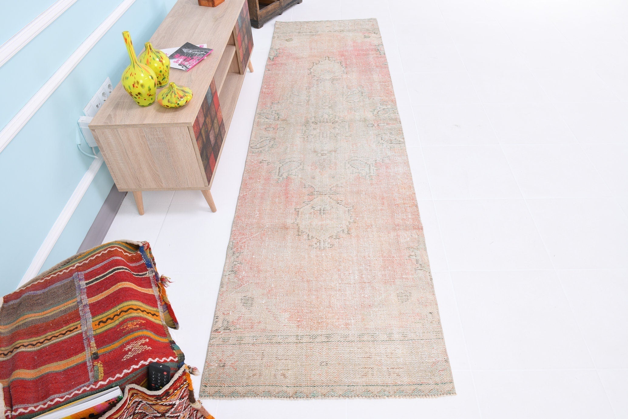 Turkish Vintage Runner Rug 9’11’ x 2’8’