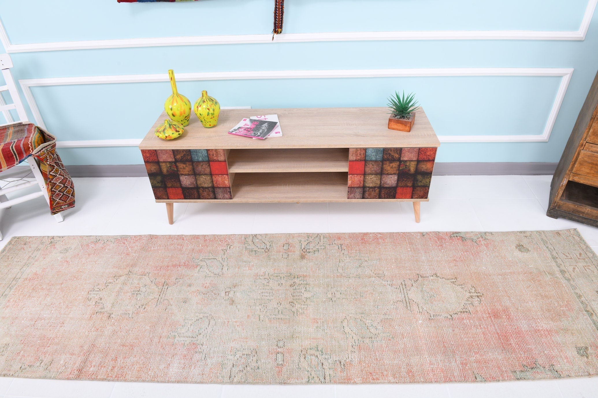 Turkish Vintage Runner Rug 9’11’ x 2’8’