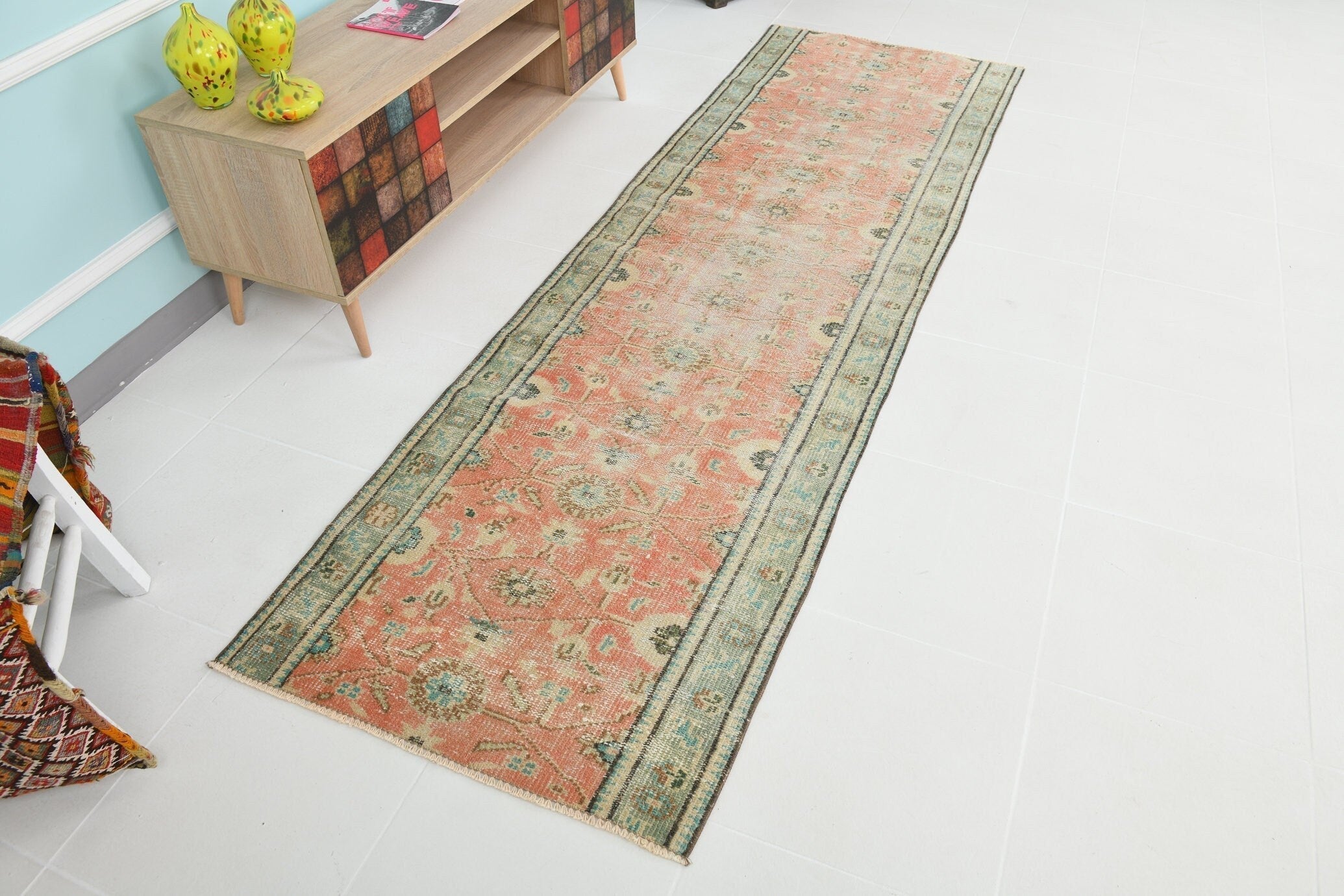 Turkish Vintage Runner Rug 9’2’ x 2’9’