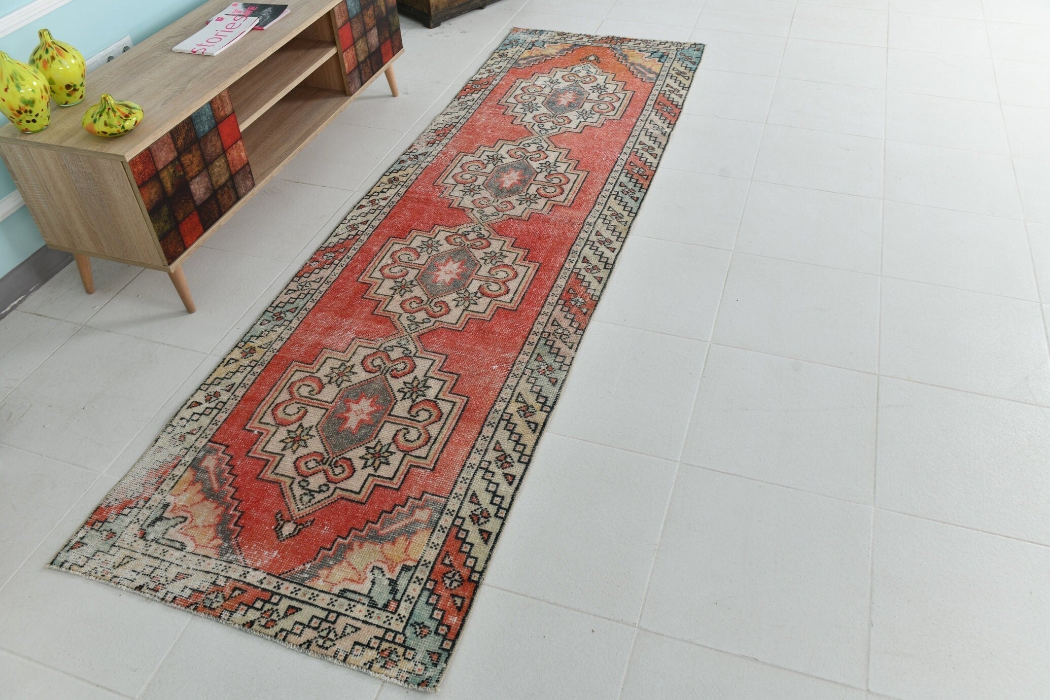 Turkish Vintage Runner Rug 9’4’ x 2’10’