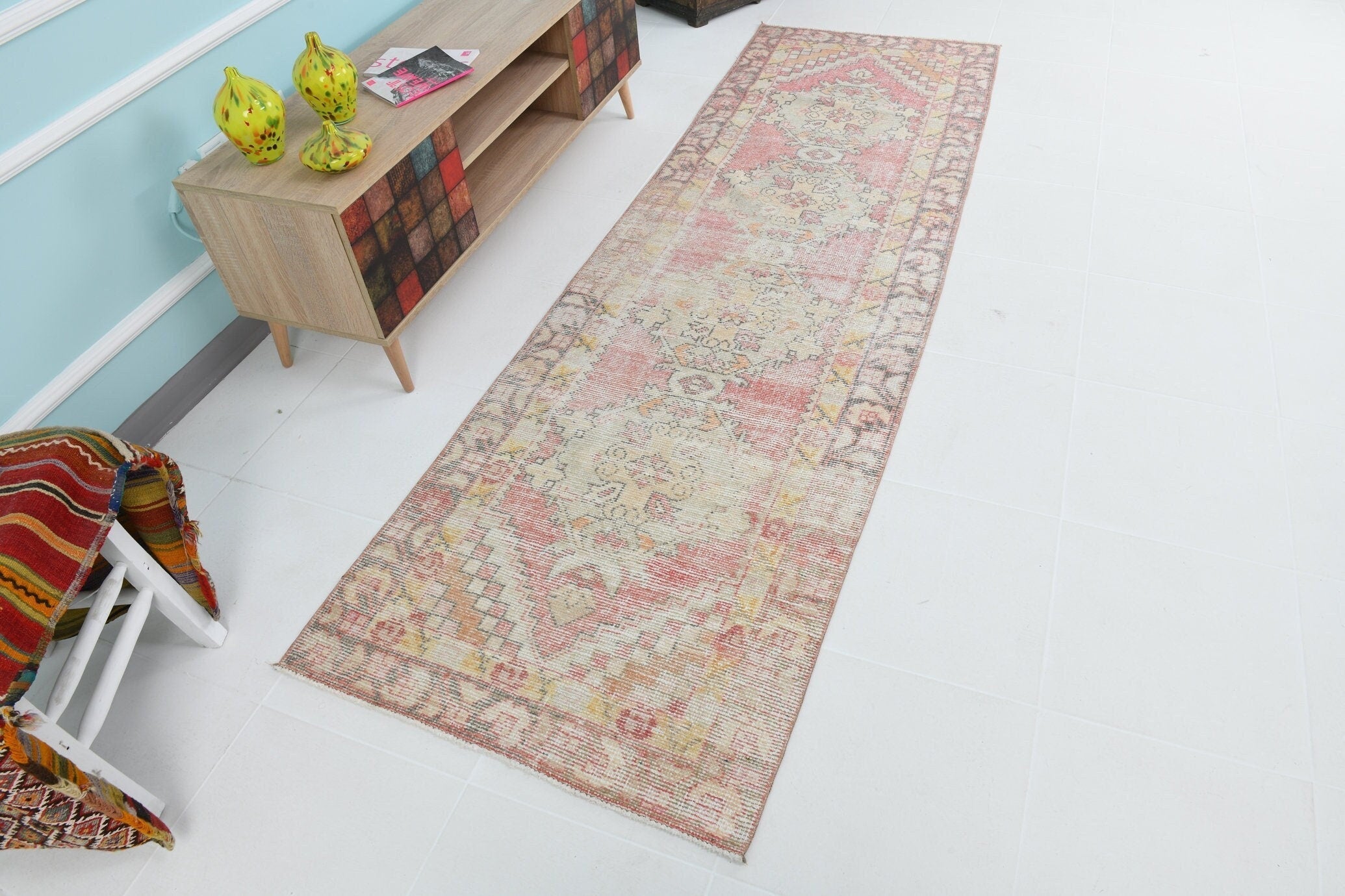 Turkish Vintage Runner Rug 9’5’ x 2’11’