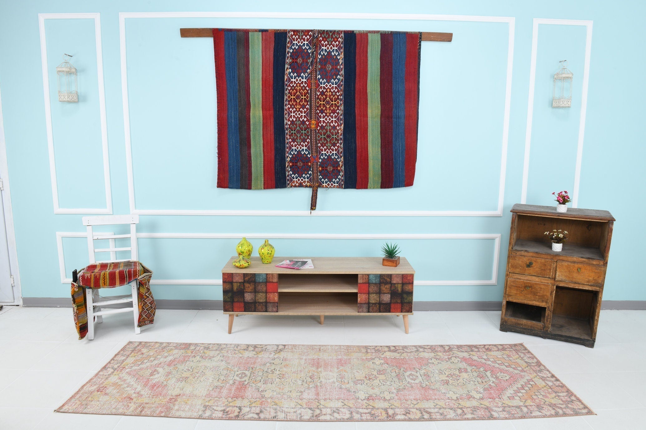 Turkish Vintage Runner Rug 9’5’ x 2’11’