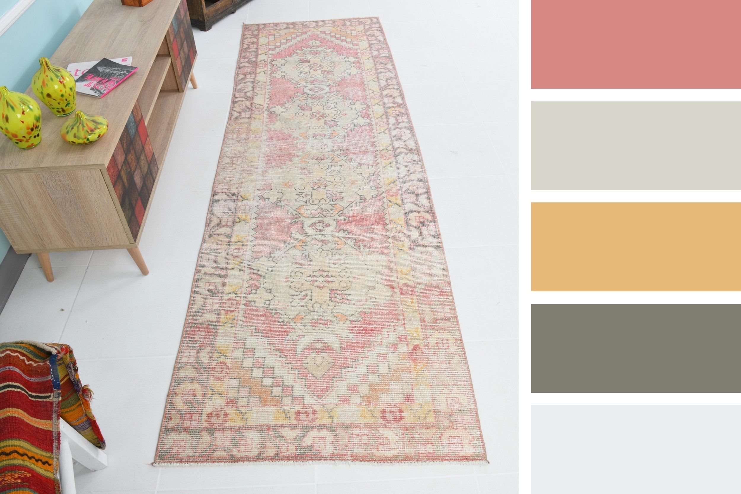 Turkish Vintage Runner Rug 9’5’ x 2’11’