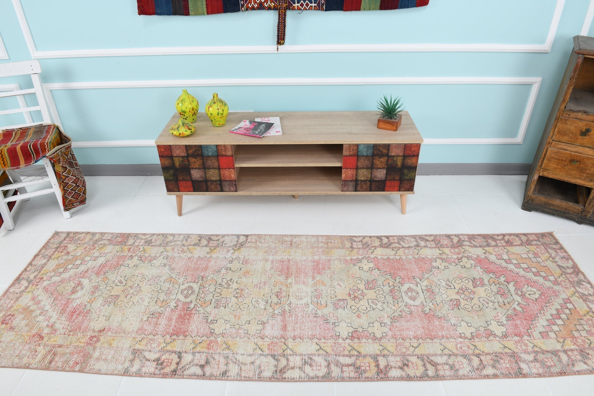 Turkish Vintage Runner Rug 9’5’ x 2’11’