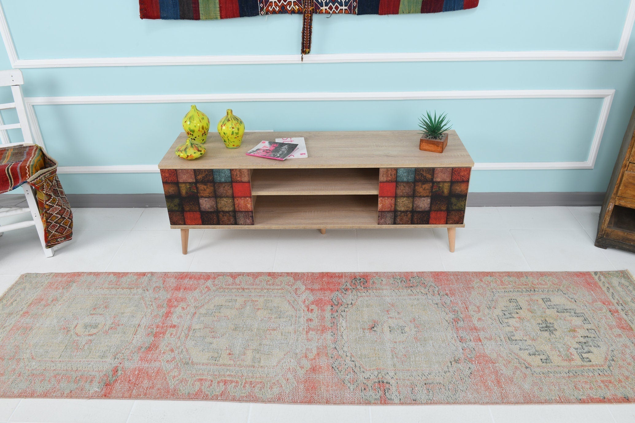Turkish Vintage Runner Rug 9’5’ x 2’5’