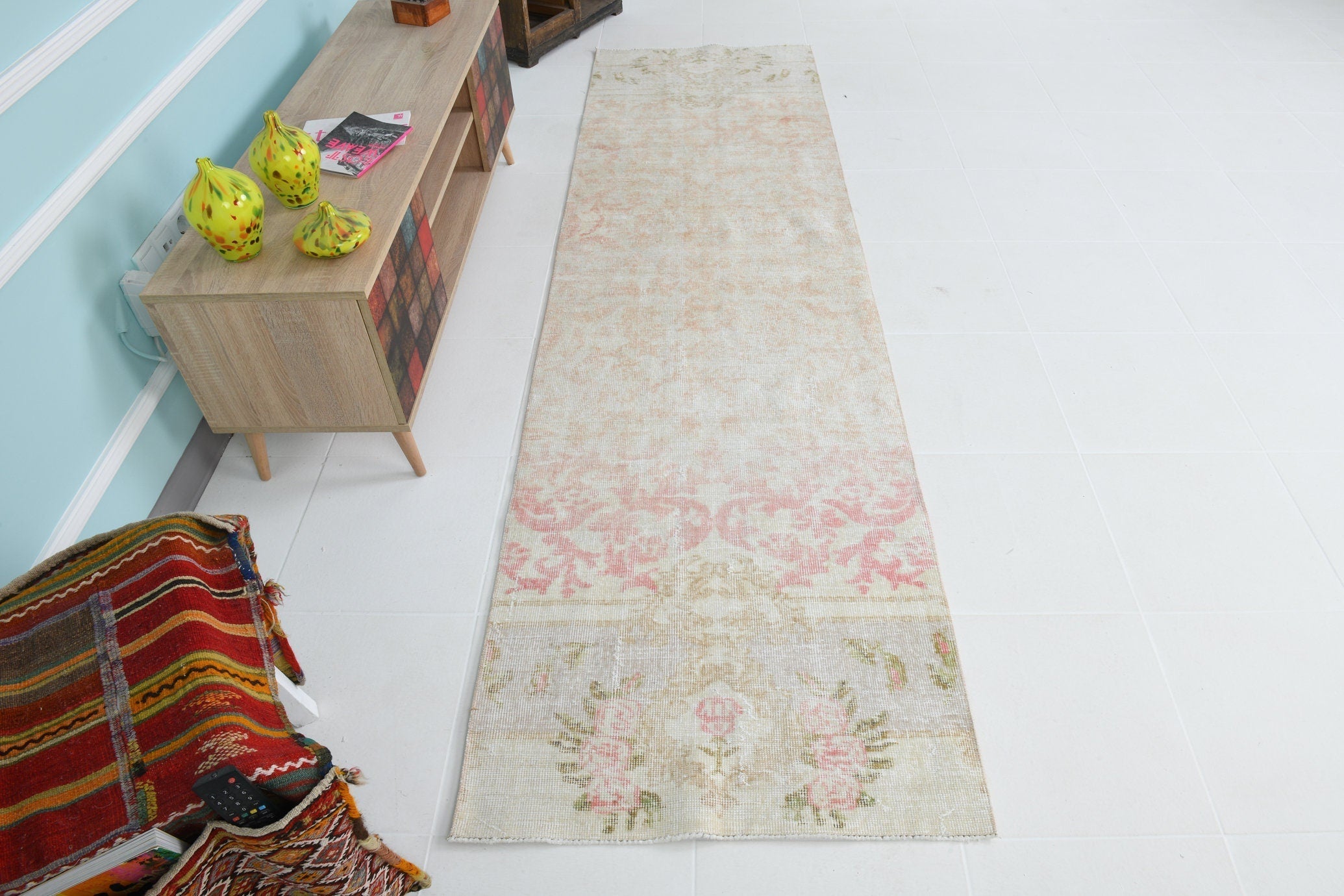 Turkish Vintage Runner Rug 9’9’ x 2’9’