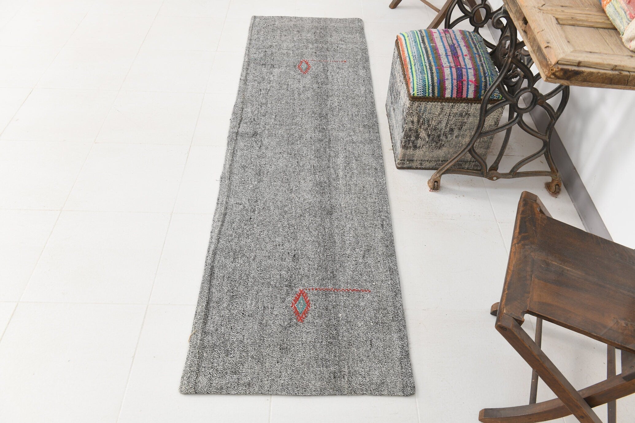 Vintage Flatweave Kilim 2'2" x 7'8" ft