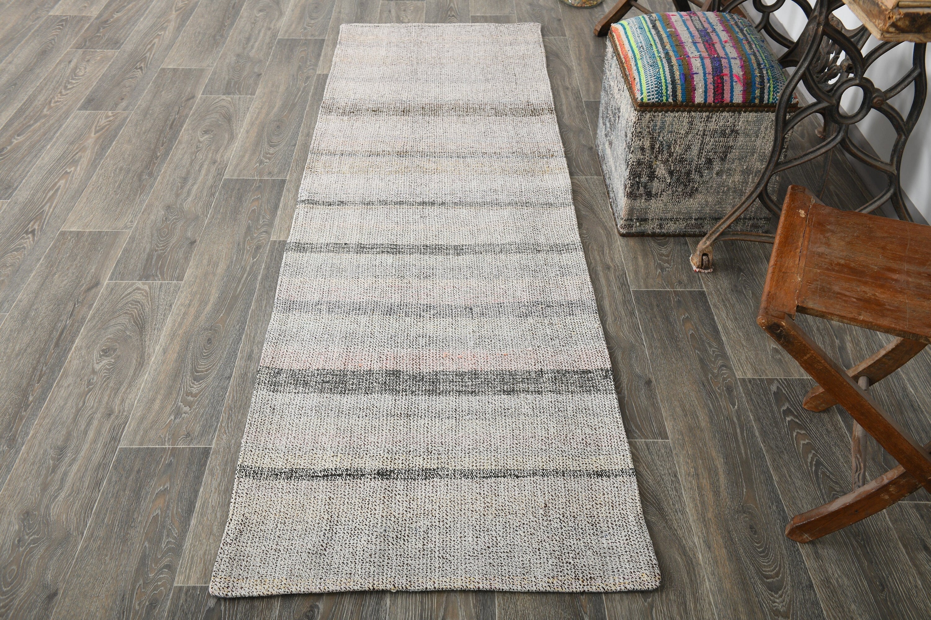 Vintage Flatweave Kilim 2'4" x 7'12" ft