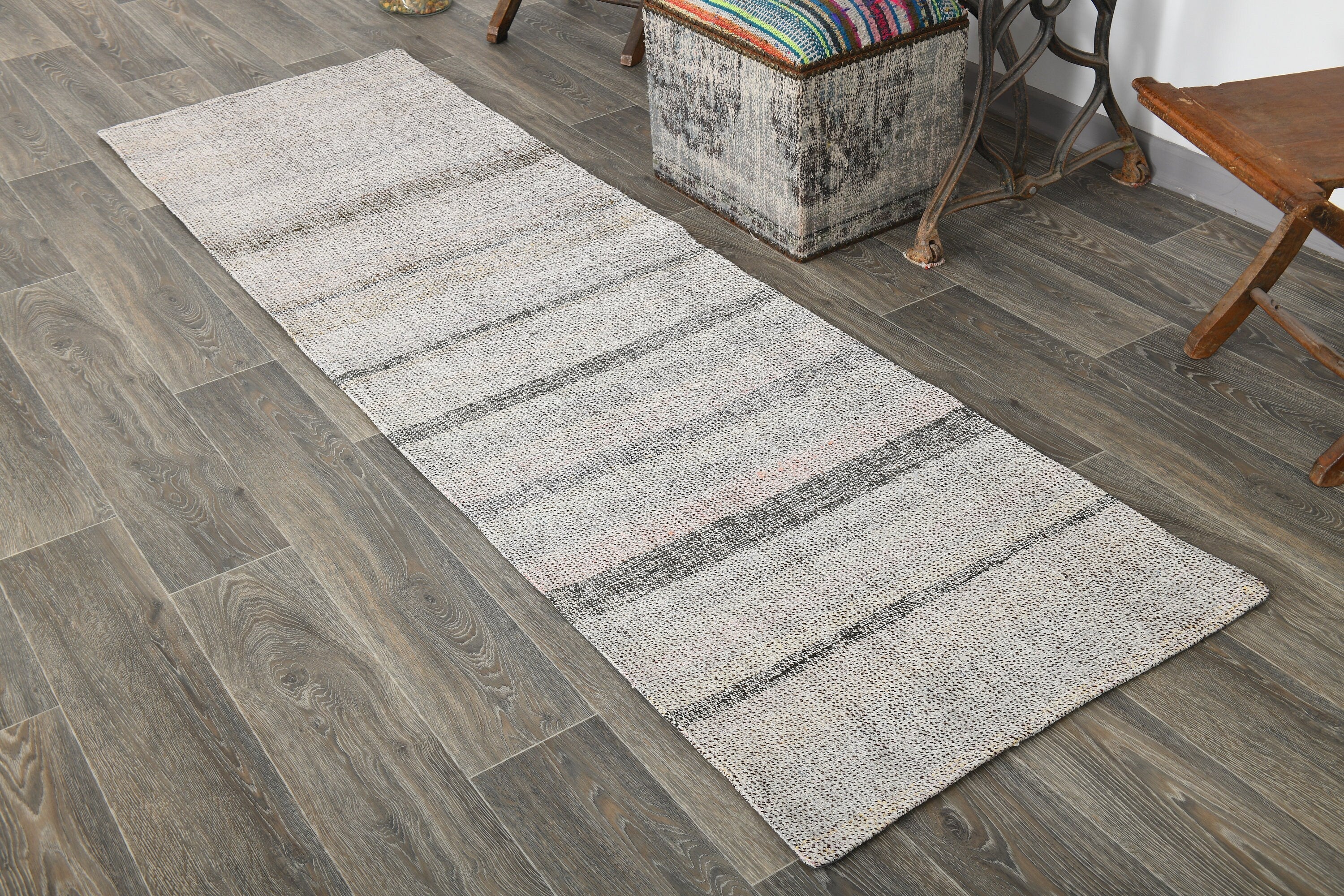 Vintage Flatweave Kilim 2'4" x 7'12" ft