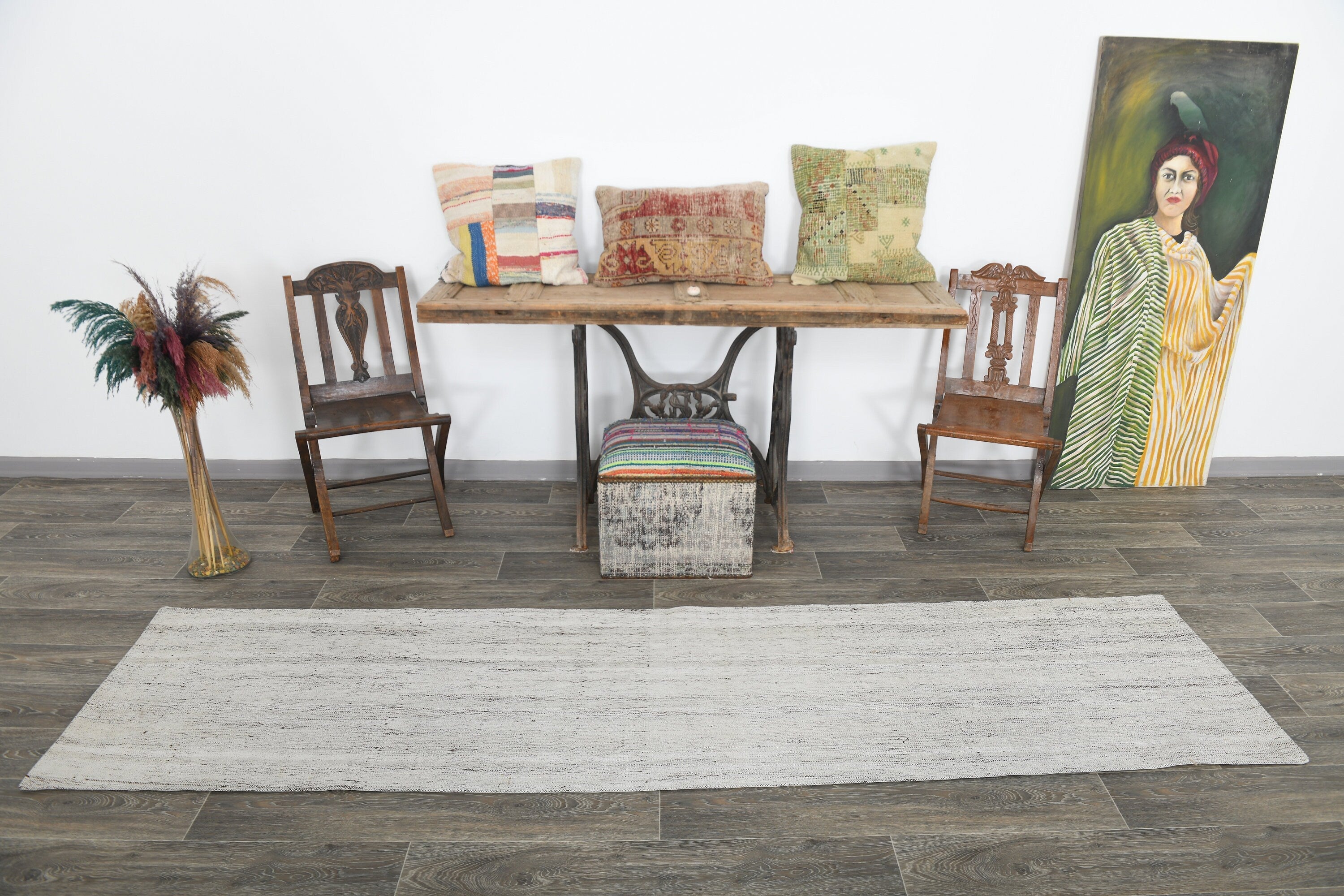 Vintage Flatweave Kilim 2'4" x 9'8" ft
