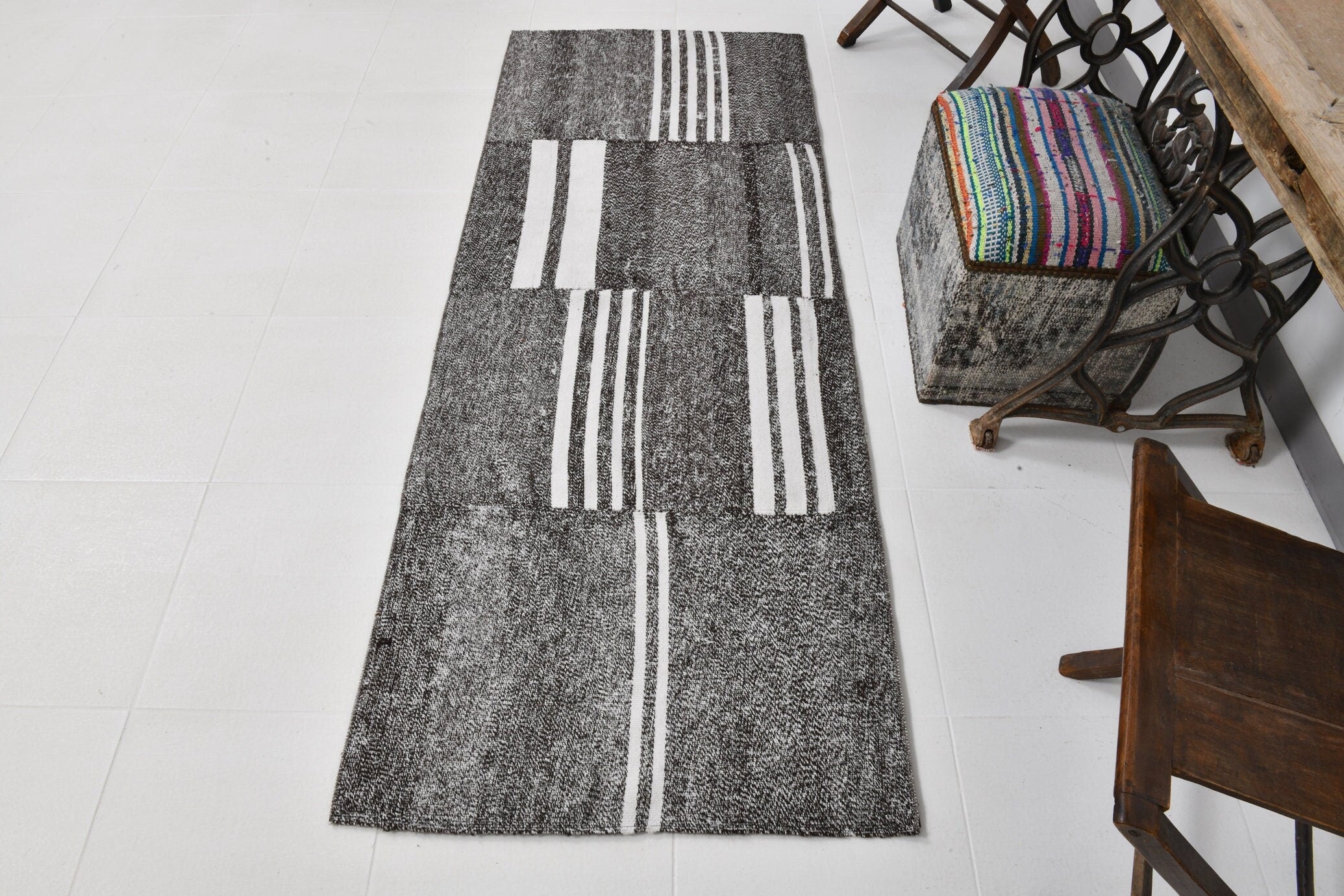 Vintage Flatweave Kilim 2'7" x 6'9" ft