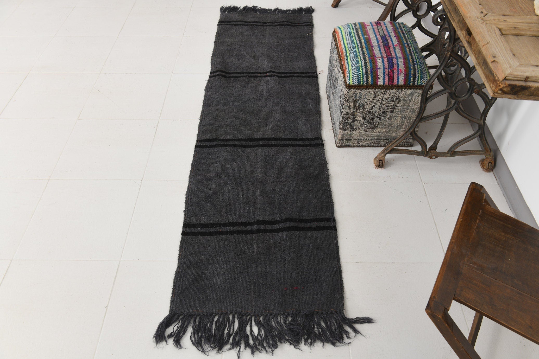 Vintage Hemp Kilim 1'12" x 6'11" ft