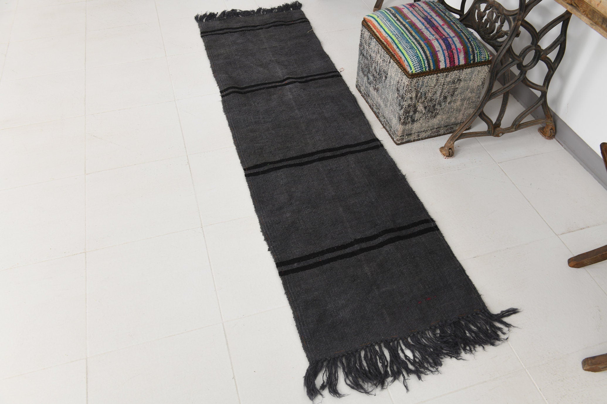 Vintage Hemp Kilim 1'12" x 6'11" ft