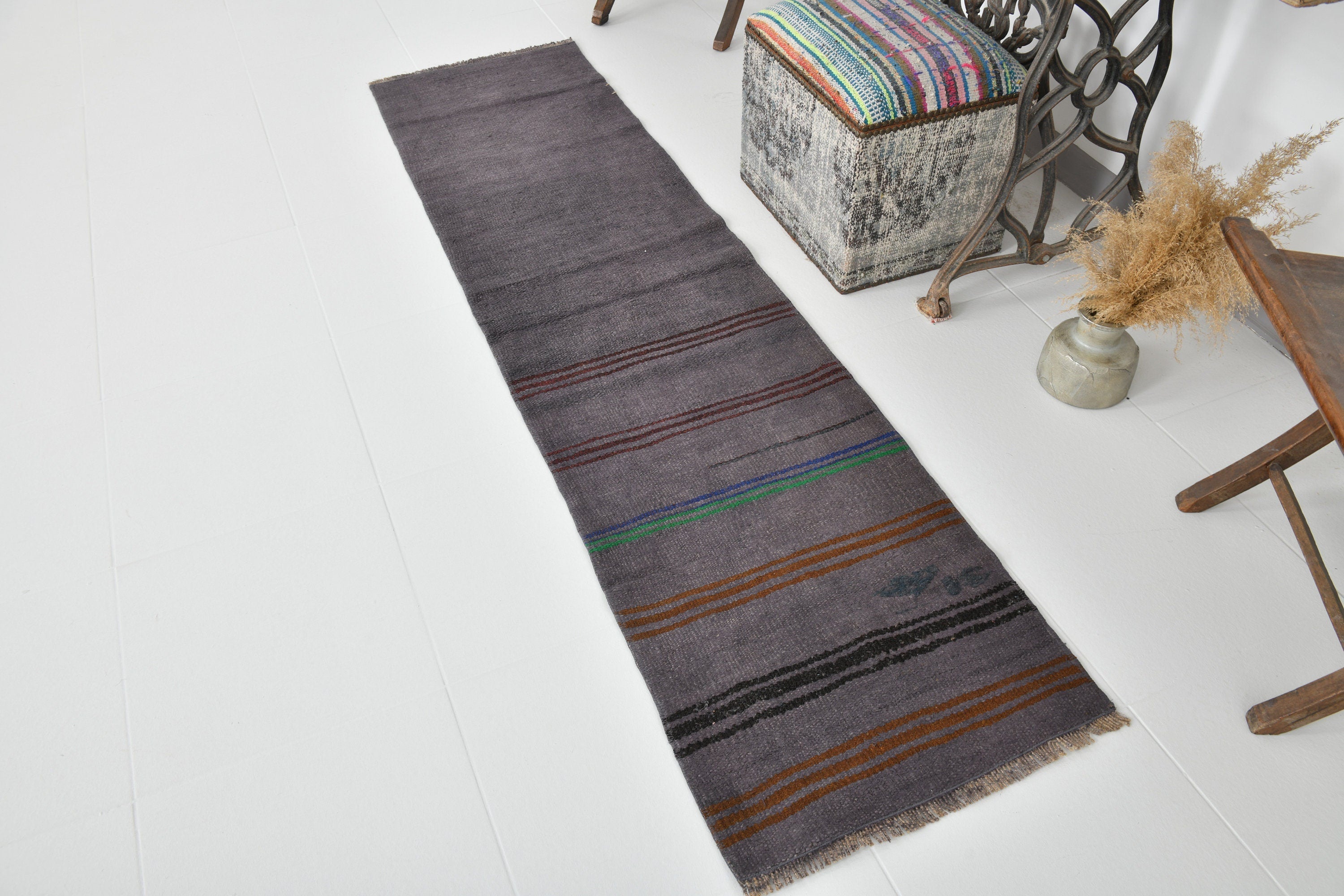 Vintage Hemp Kilim 1'9" x 7'2" ft