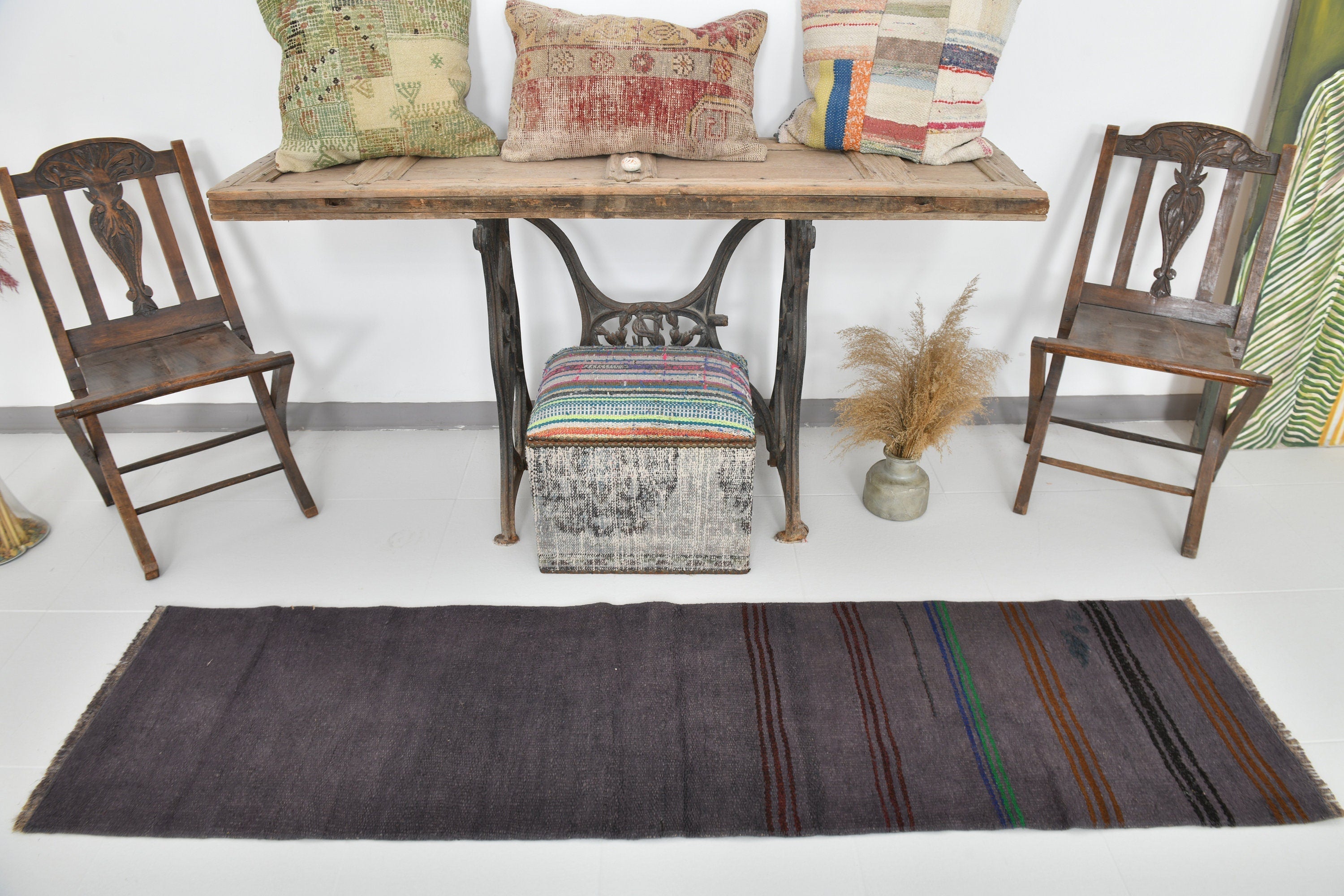Vintage Hemp Kilim 1'9" x 7'2" ft