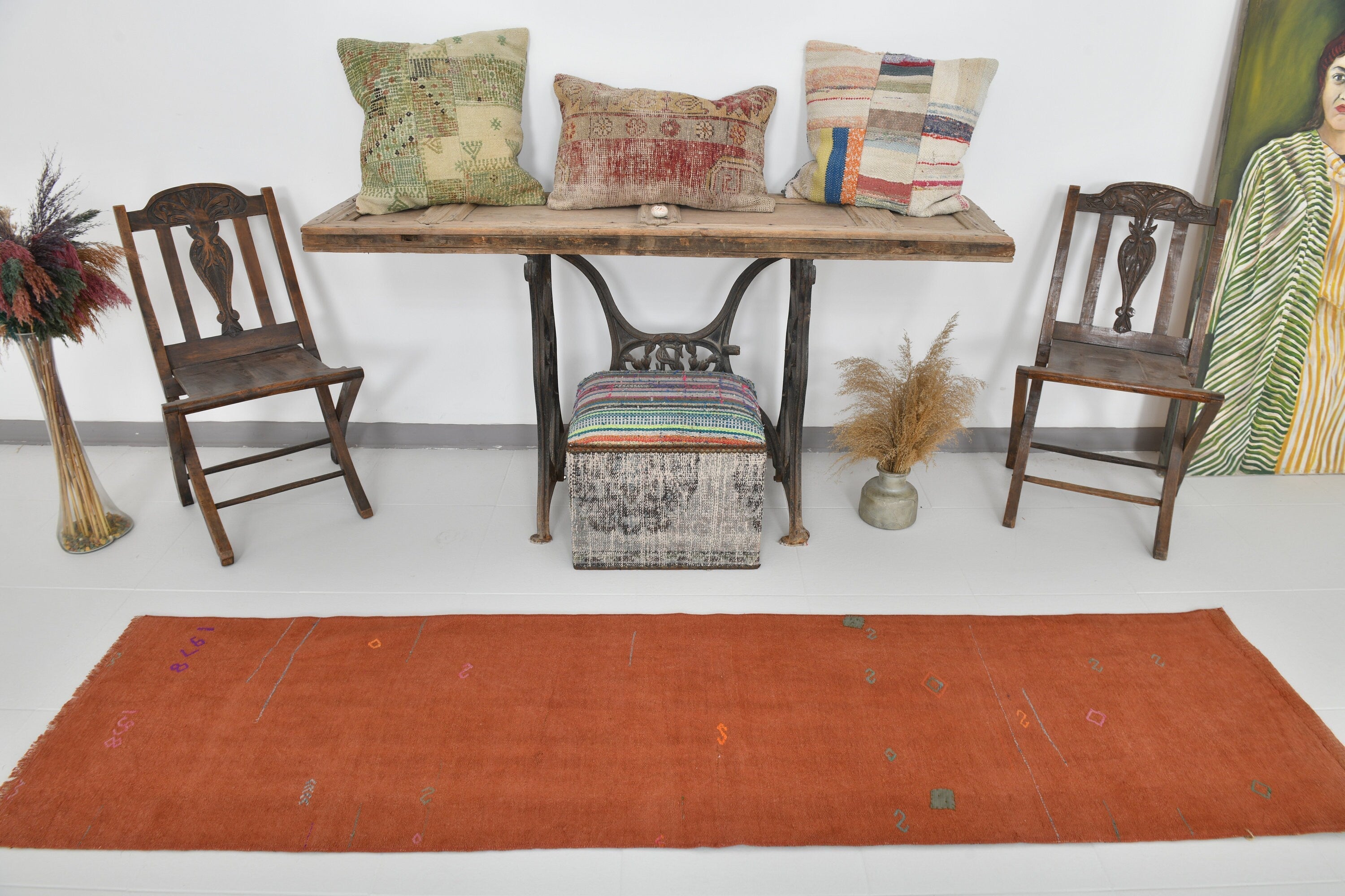 Vintage Hemp Kilim 2’1’’ x 8’4’’ ft