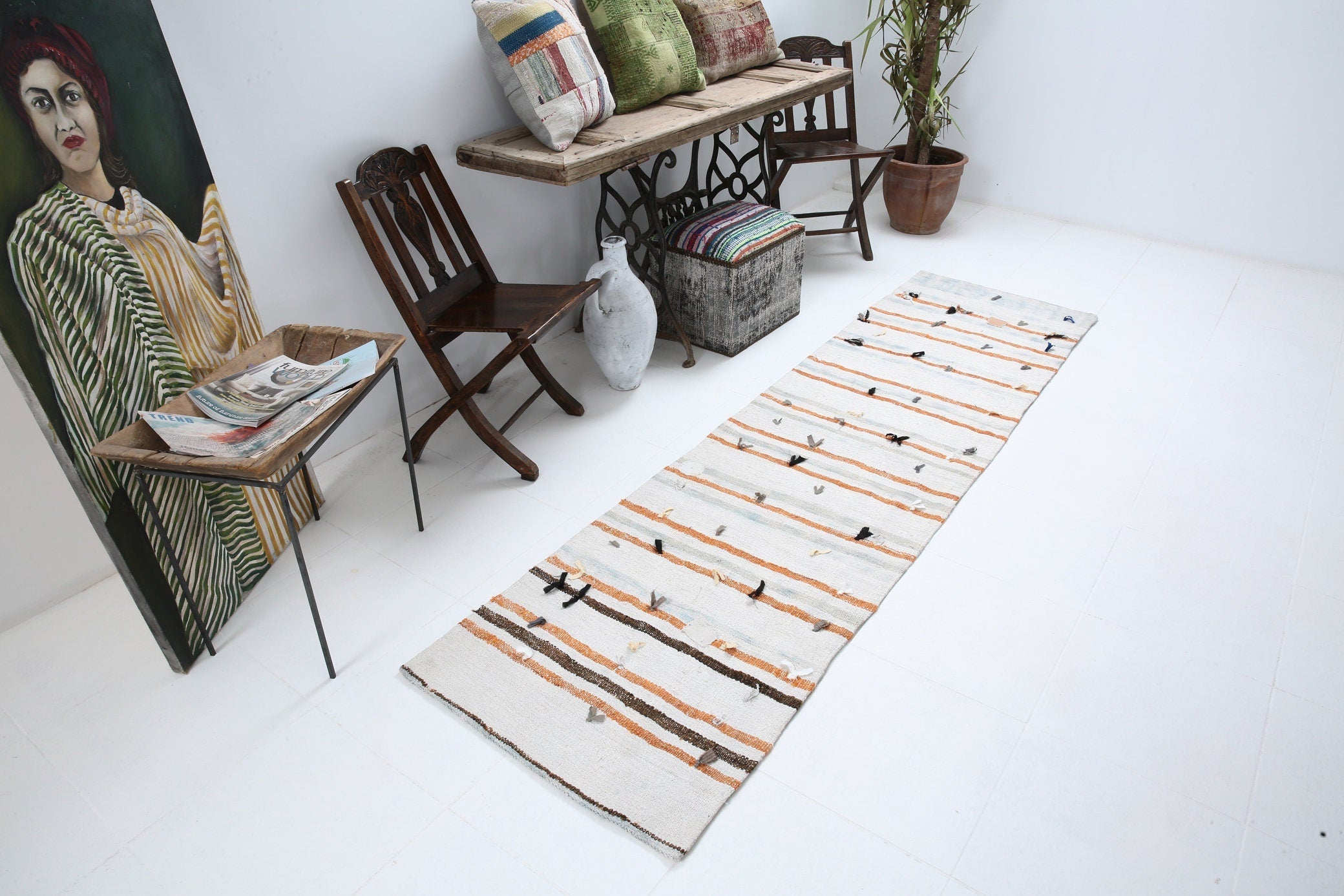 Vintage Hemp Kilim 2'5" x 9'1" ft