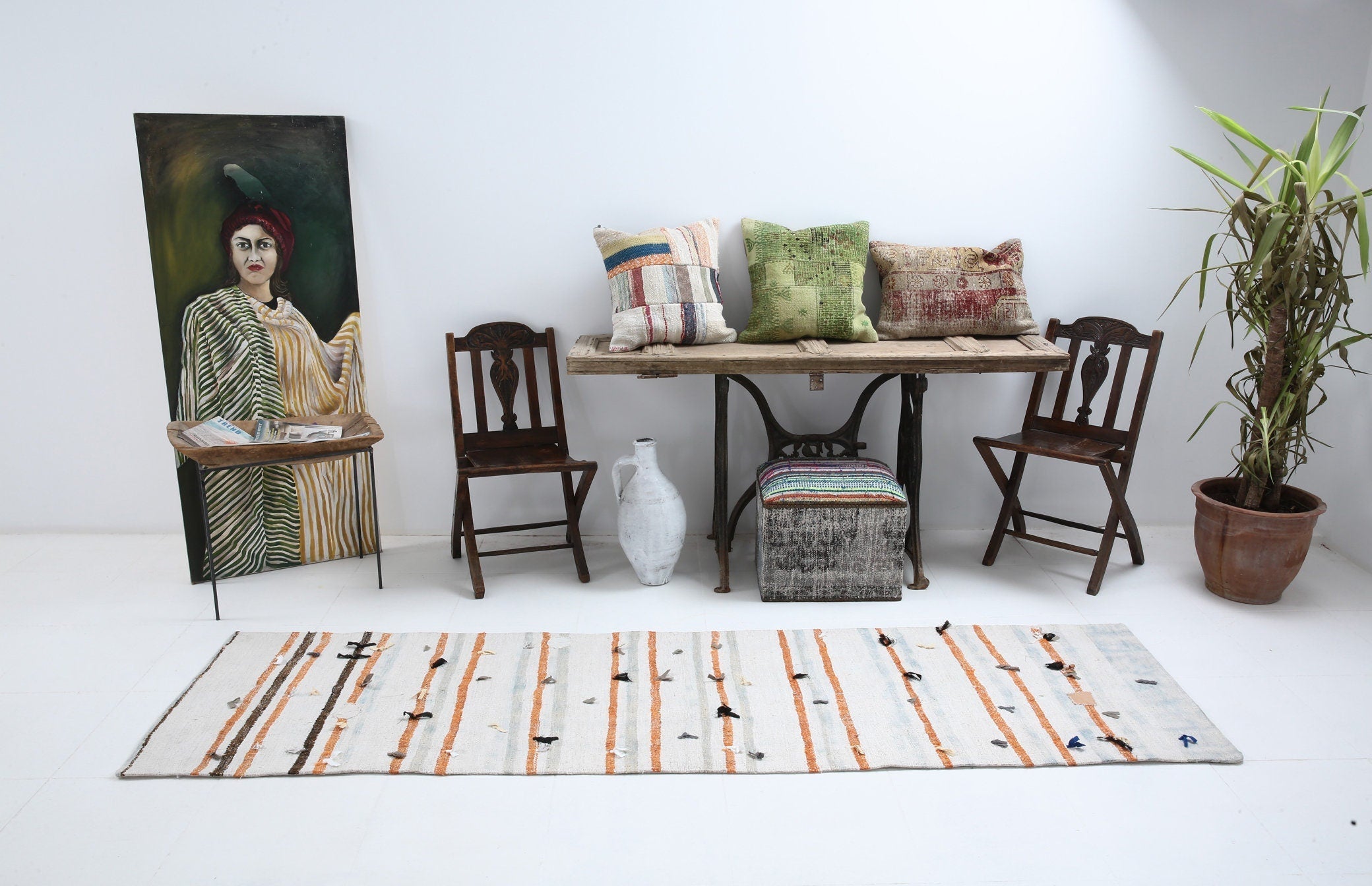 Vintage Hemp Kilim 2'5" x 9'1" ft
