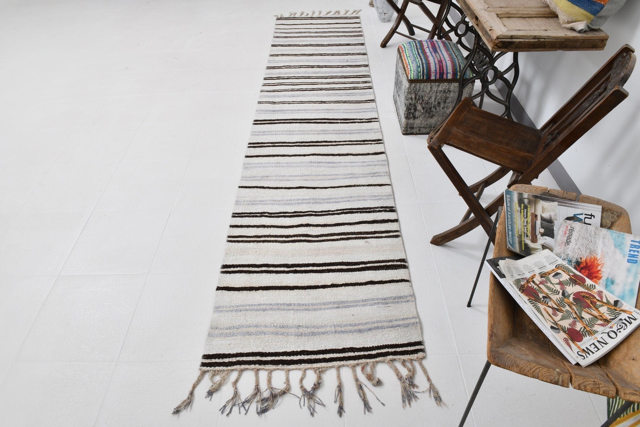 Vintage Hemp Kilim 2'7" x 11'9" ft