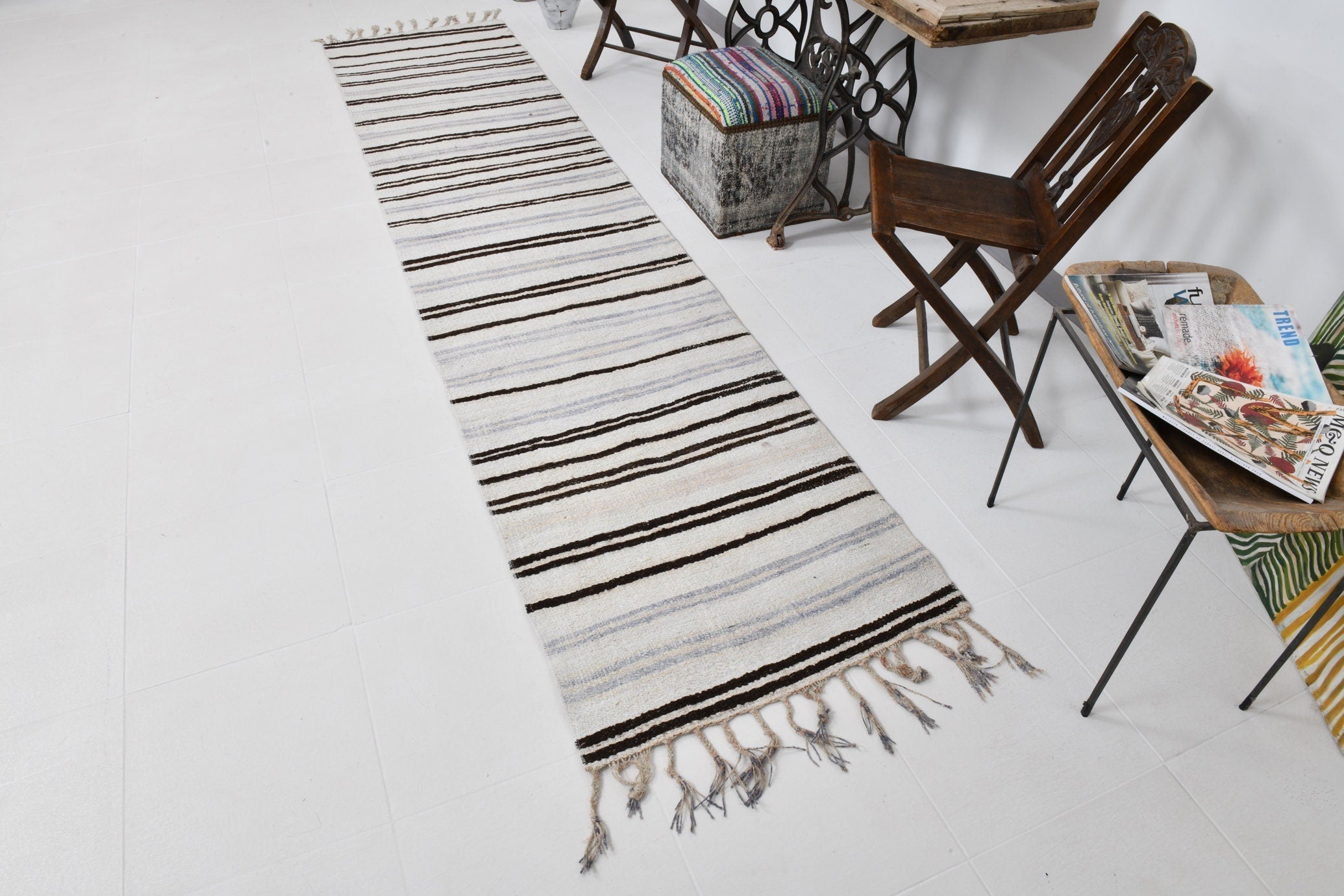 Vintage Hemp Kilim 2'7" x 11'9" ft