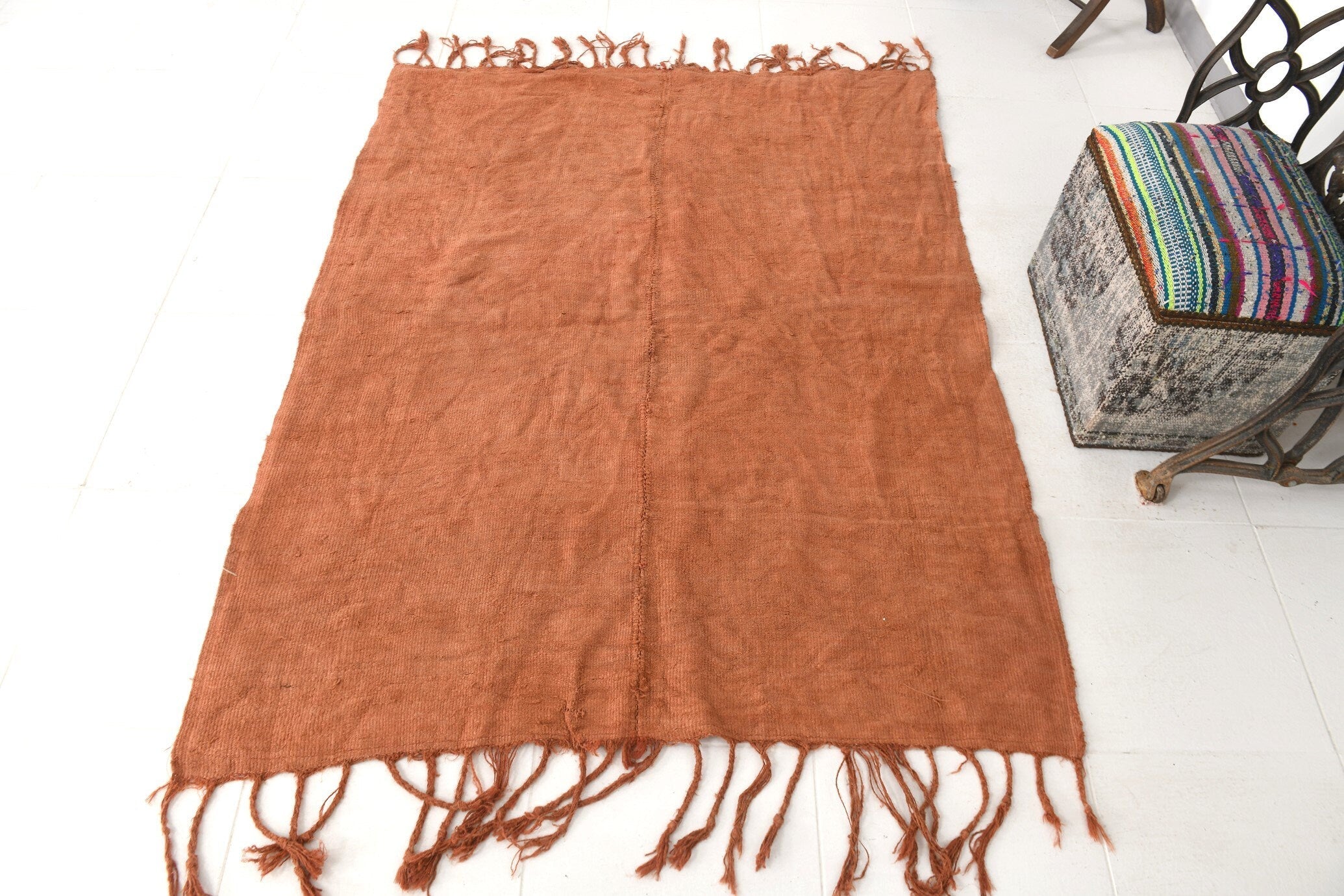Vintage Hemp Kilim 4'4" x 5'6" ft