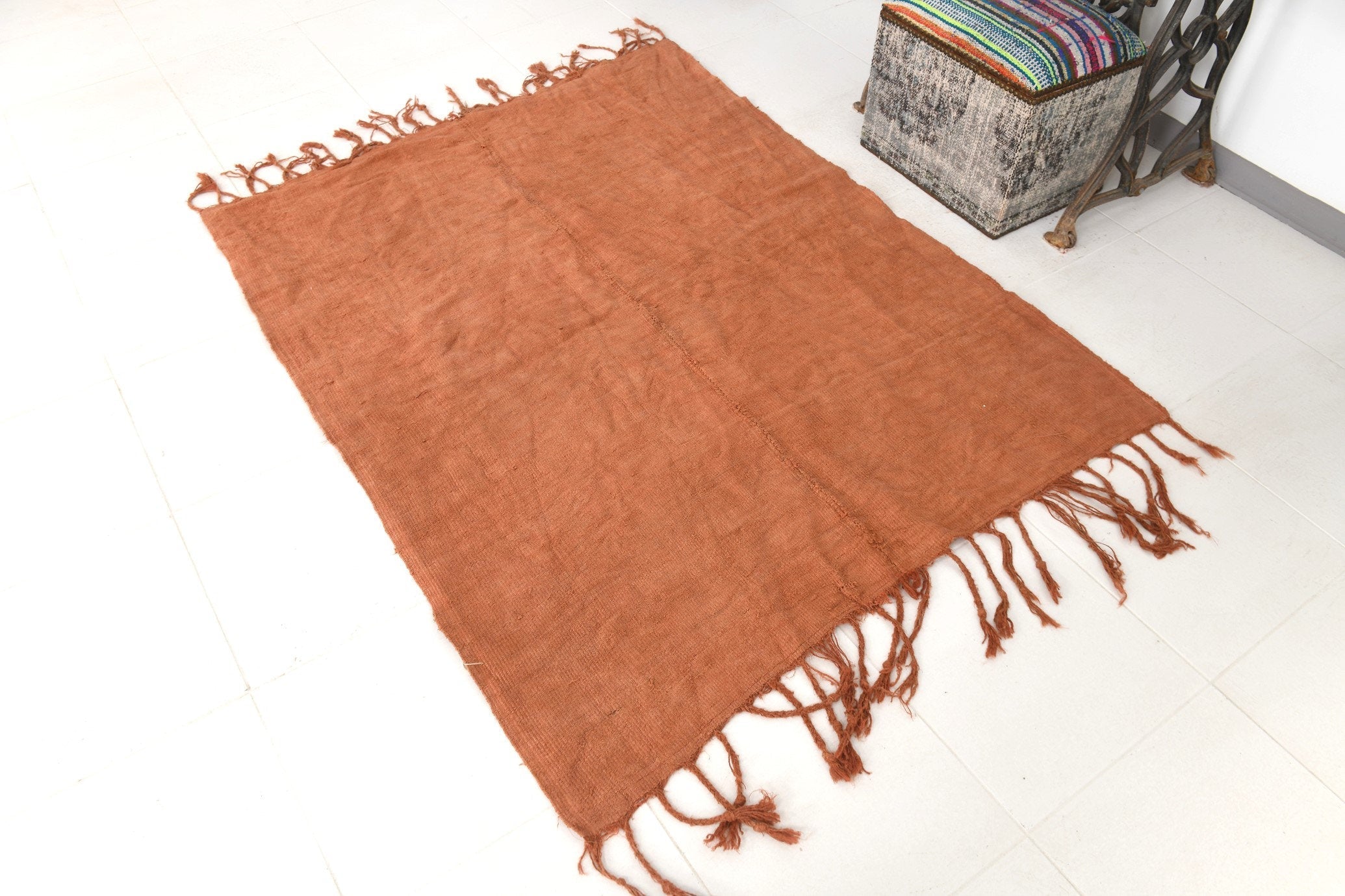 Vintage Hemp Kilim 4'4" x 5'6" ft