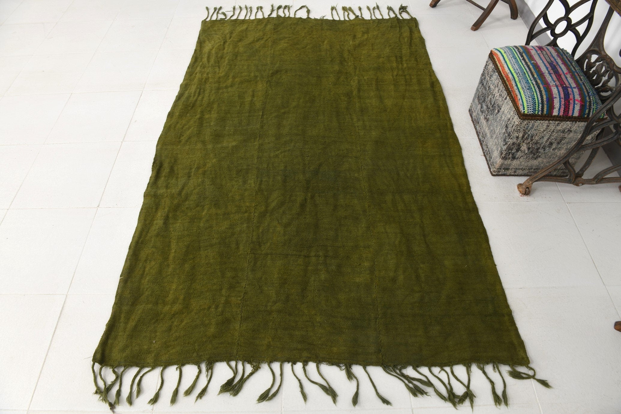 Vintage Hemp Kilim 4'8" x 7'1" ft