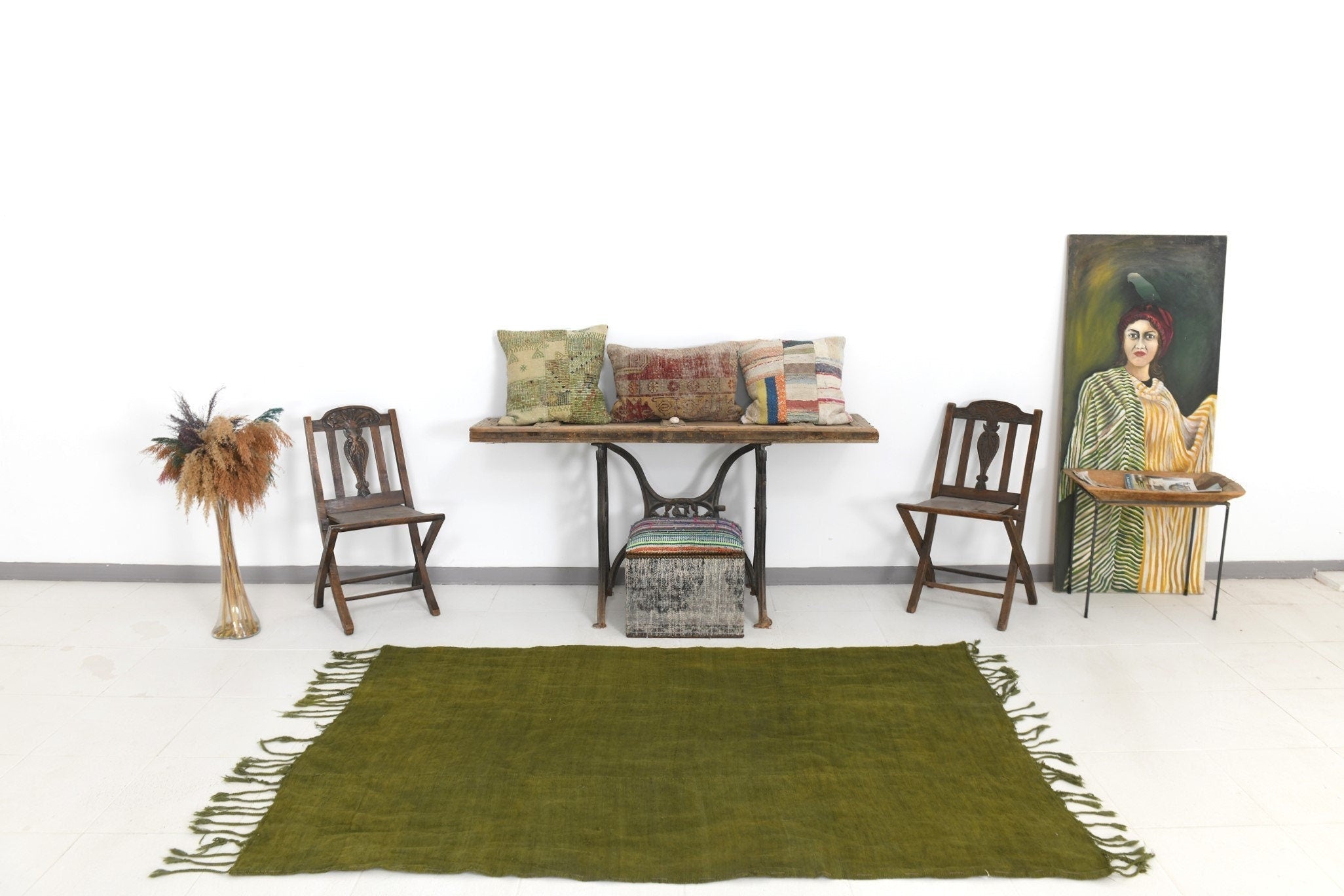 Vintage Hemp Kilim 4'8" x 7'1" ft