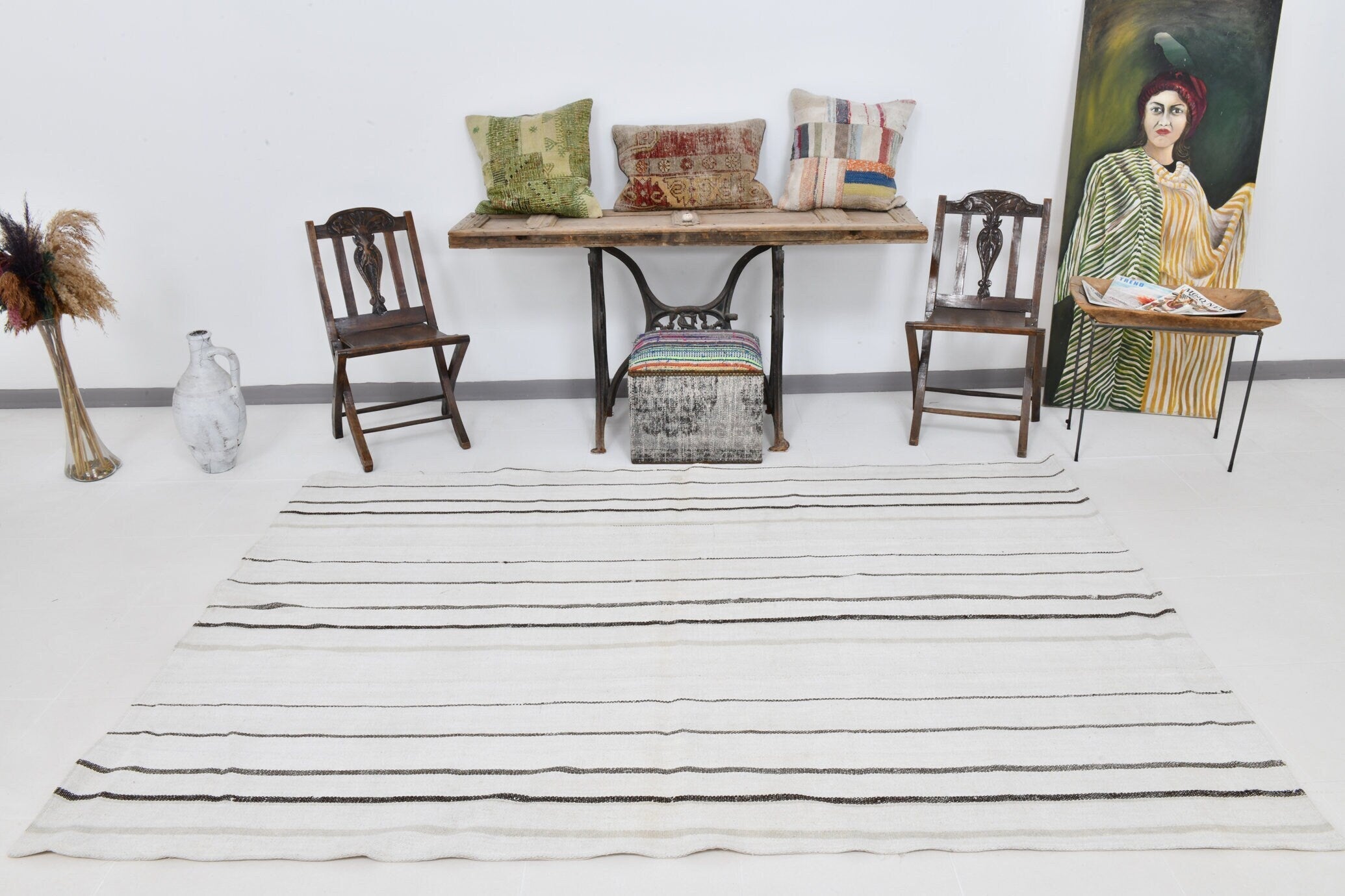 Vintage Hemp Kilim 5'10" x 8'9" ft