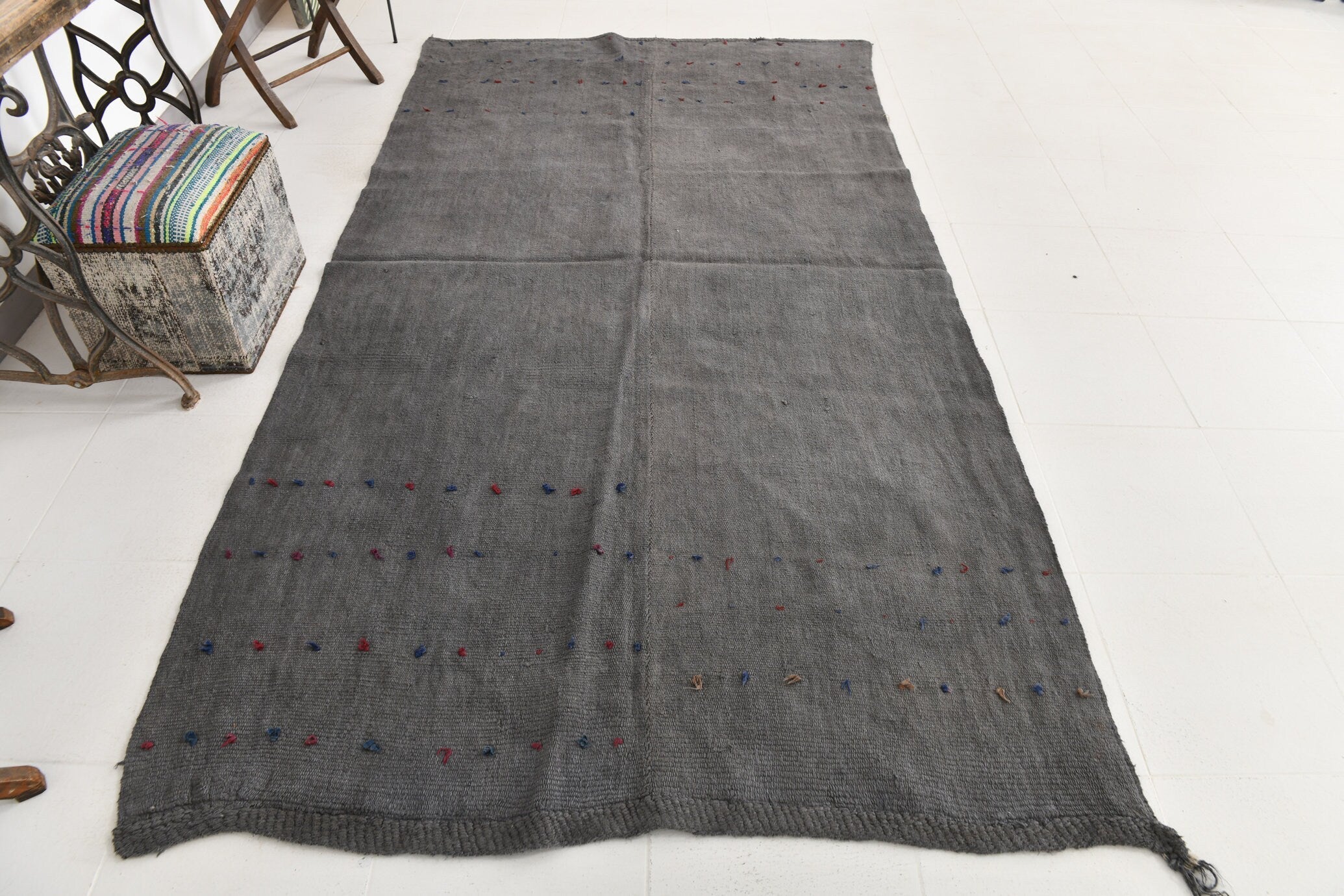 Vintage Hemp Kilim 5'2" x 9'5" ft