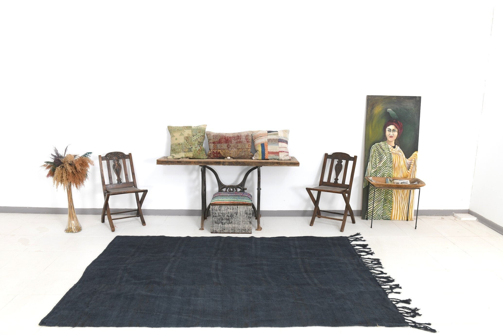 Vintage Hemp Kilim 5'3" x 8'2" ft