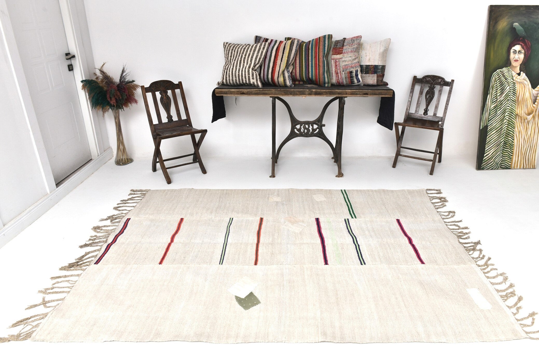 Vintage Hemp Kilim 5'7" x 8'2" ft