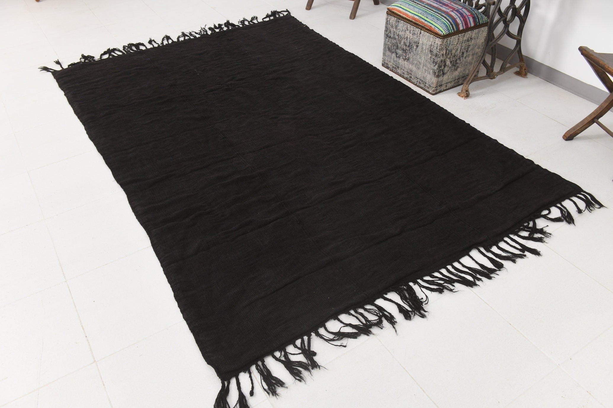Vintage Hemp Kilim 5'7" x 8'3" ft