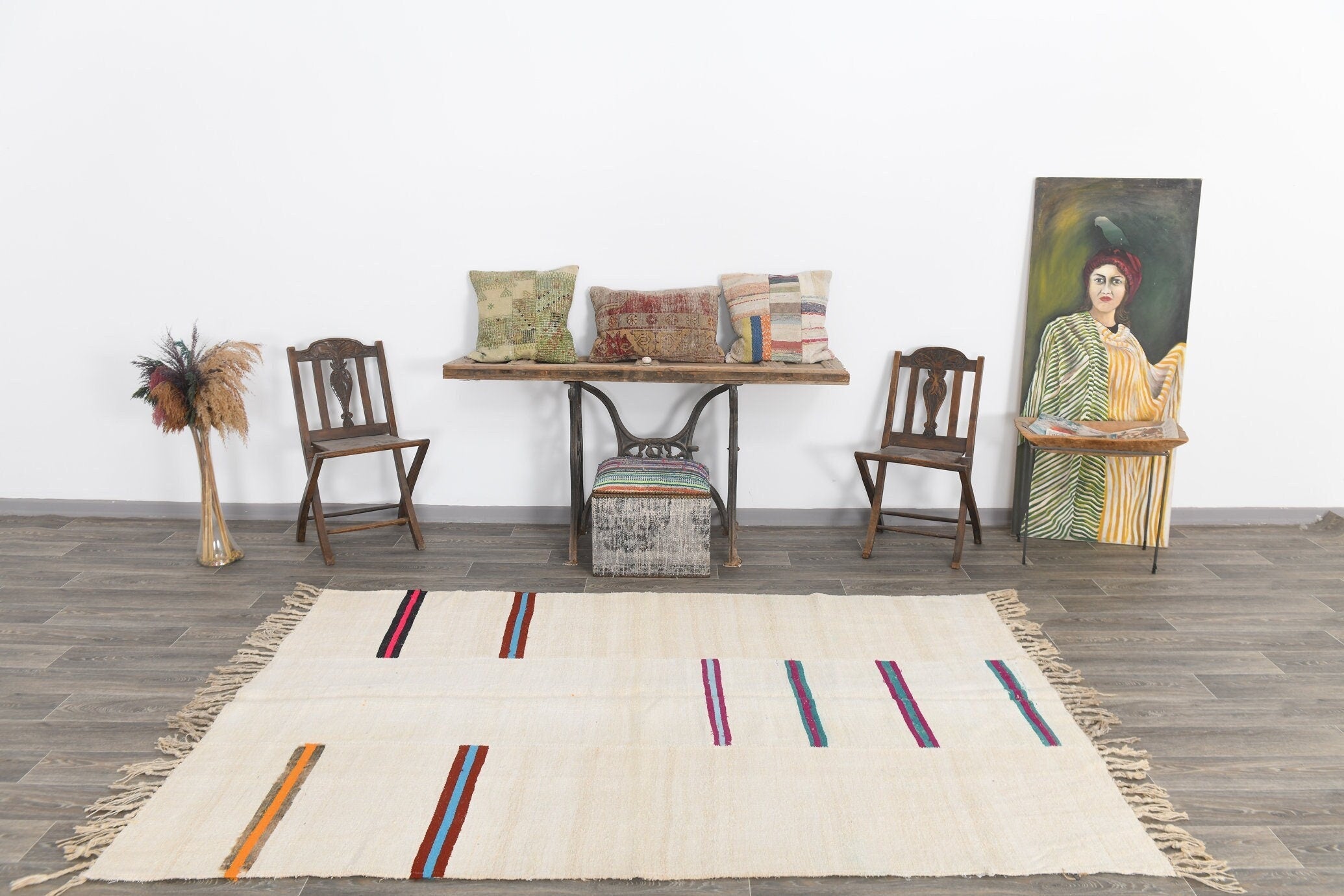 Vintage Hemp Kilim 5'8" x 8'2" ft