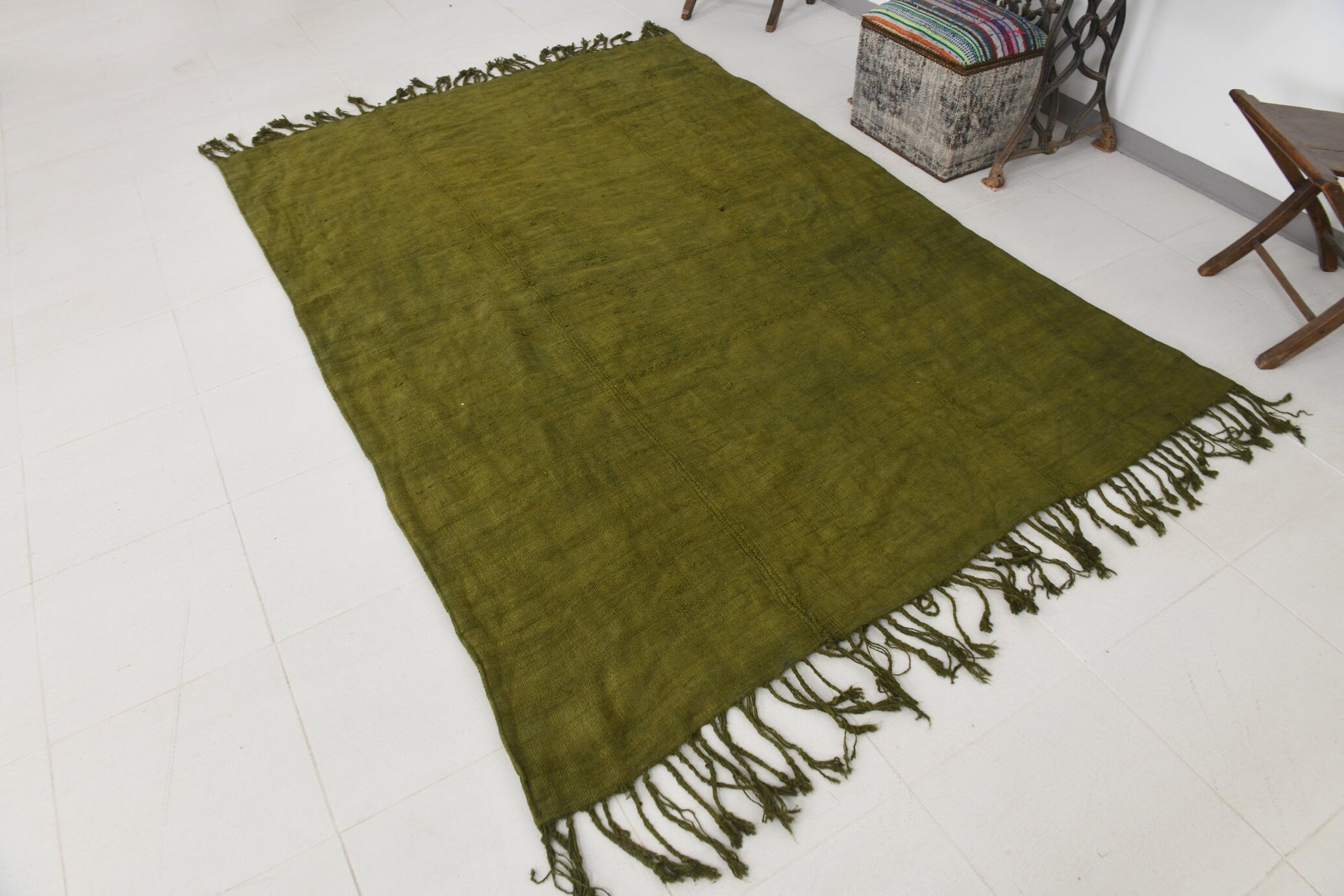 Vintage Hemp Kilim 5'8" x 8'4" ft