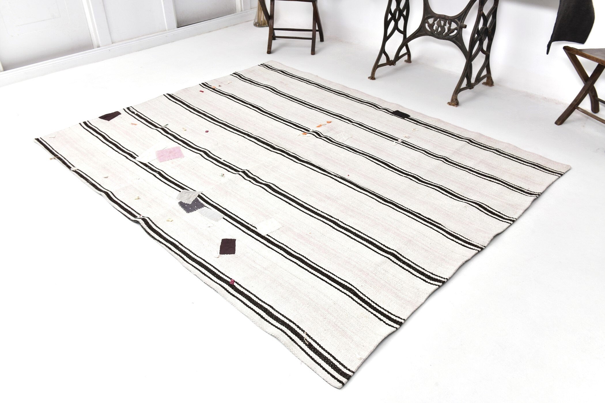 Vintage Hemp Kilim 6'2" x 7'8" ft