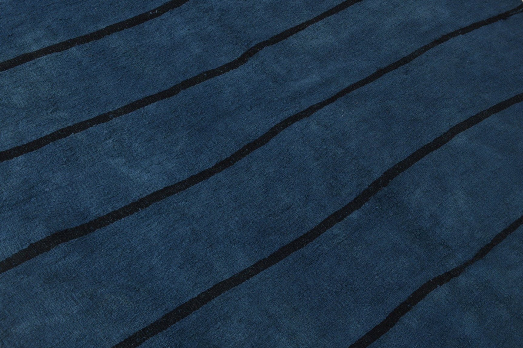 Navy Blue - Black Striped Vintage Hemp Kilim 6’5’’ x 8’12’’ ft