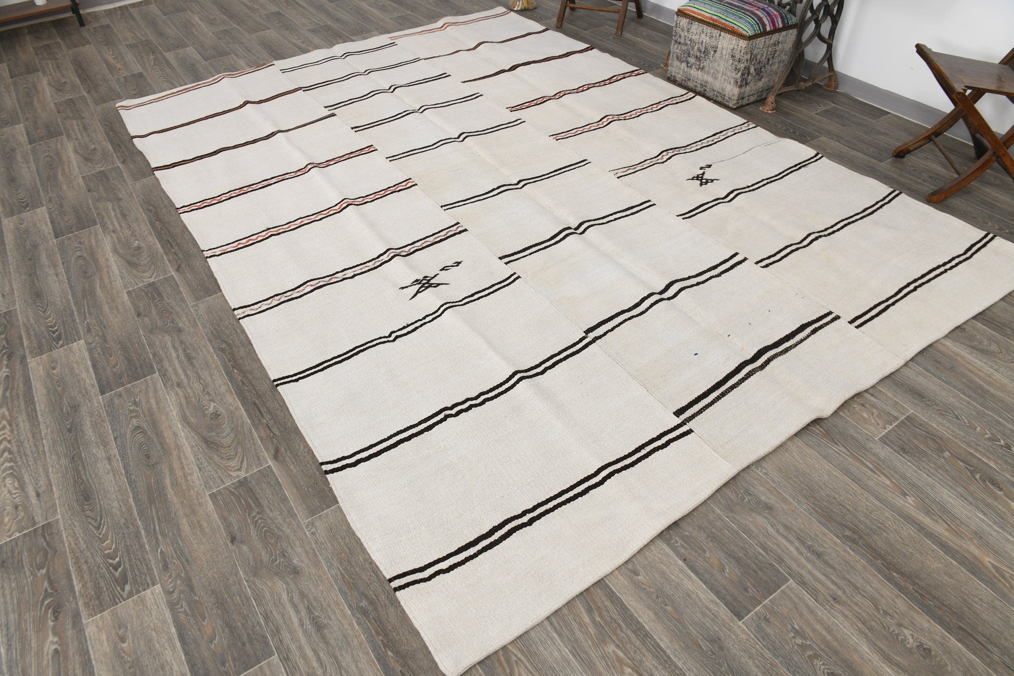 Vintage Hemp Kilim 7'12" x 11'6" ft