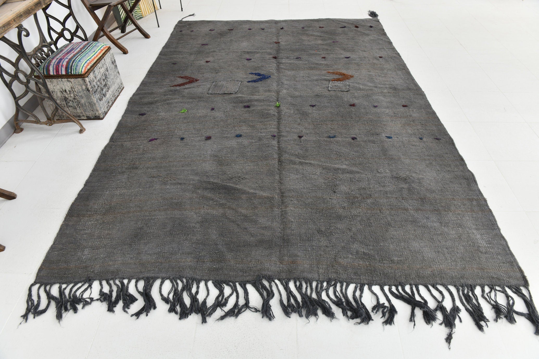 Vintage Hemp Kilim 7’3’’ x 10’2’’ ft