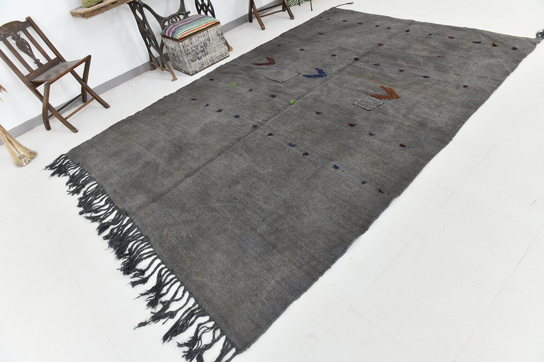 Vintage Hemp Kilim 7’3’’ x 10’2’’ ft