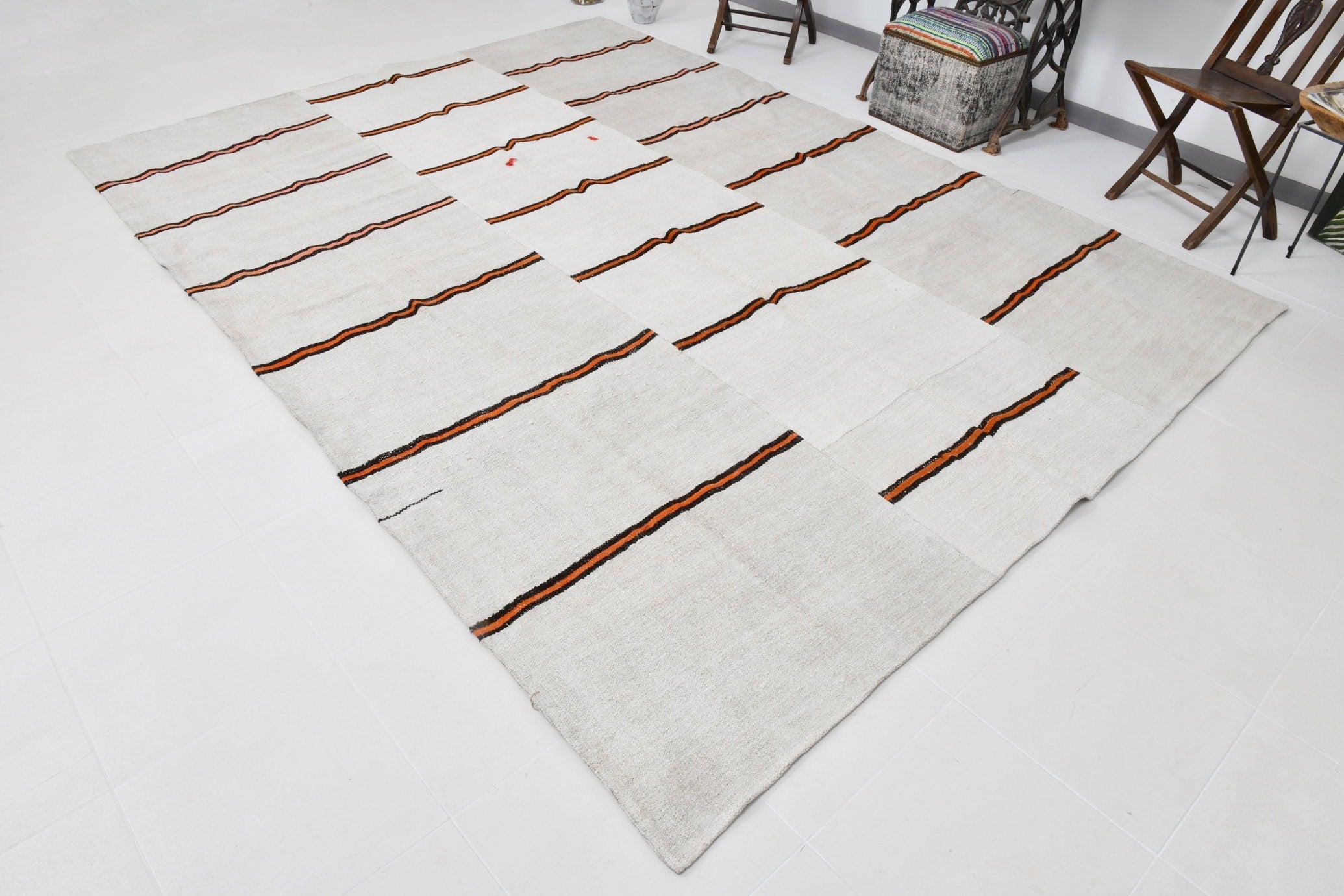 Vintage Hemp Kilim 8'5" x 11'5" ft