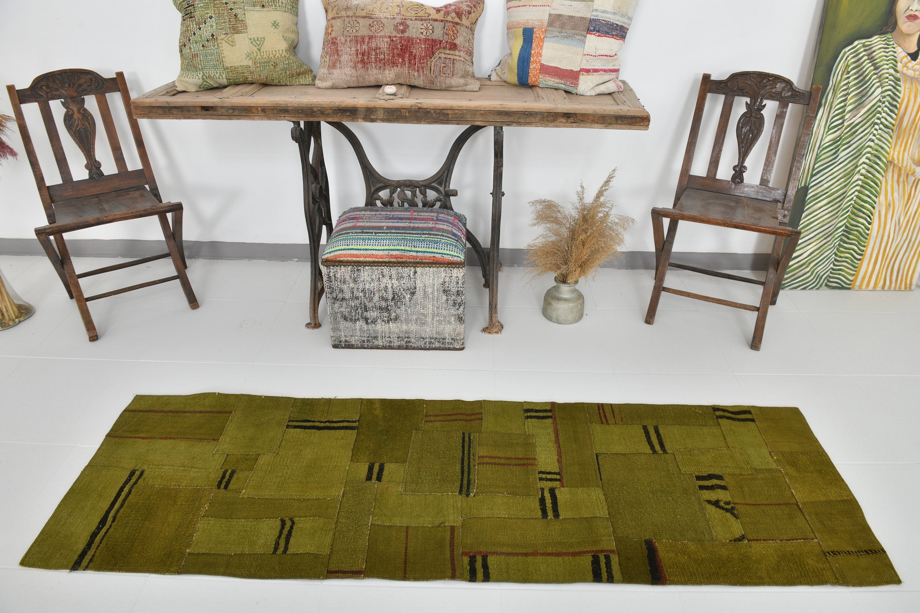 Vintage Hemp Kilim Patchwork 2’1’’ x 6’11’’ ft