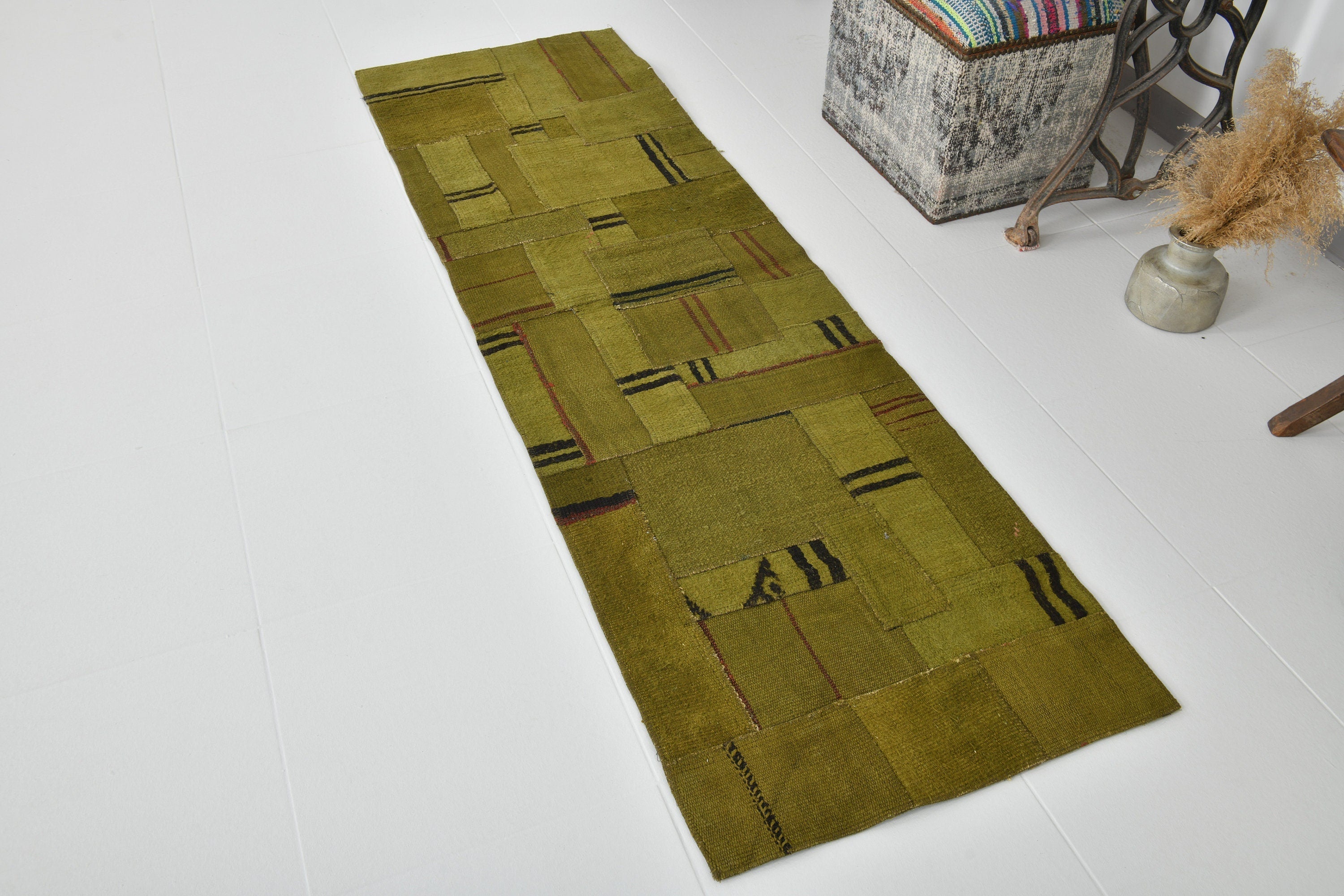 Vintage Hemp Kilim Patchwork 2’1’’ x 6’11’’ ft