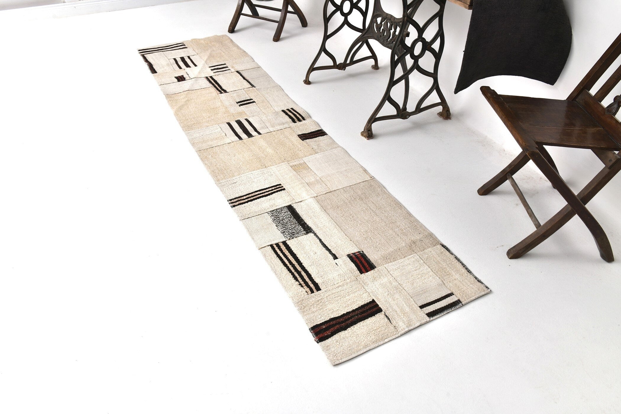 Vintage Hemp Kilim Patchwork 2'1" x 8'10" ft