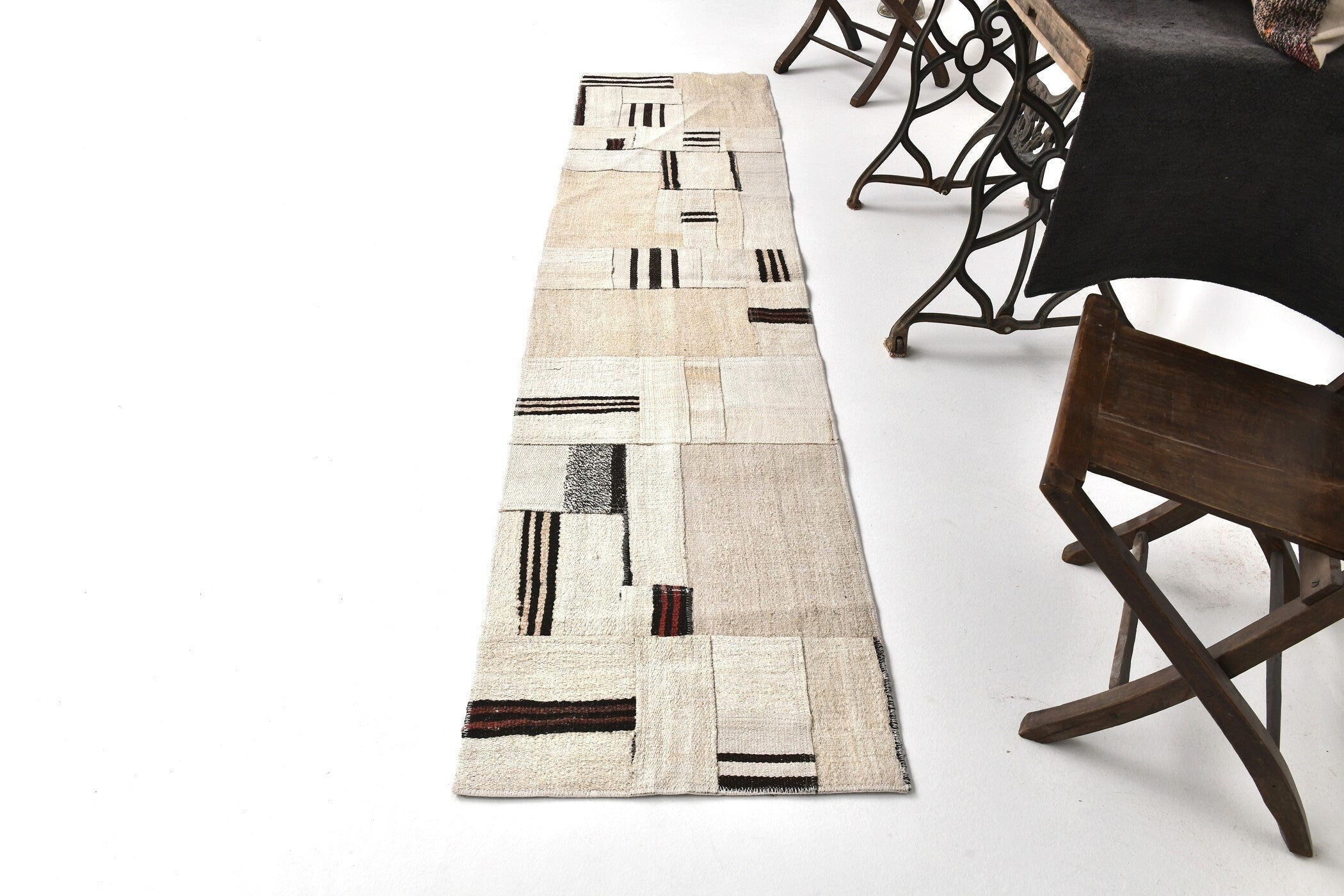 Vintage Hemp Kilim Patchwork 2'1" x 8'10" ft