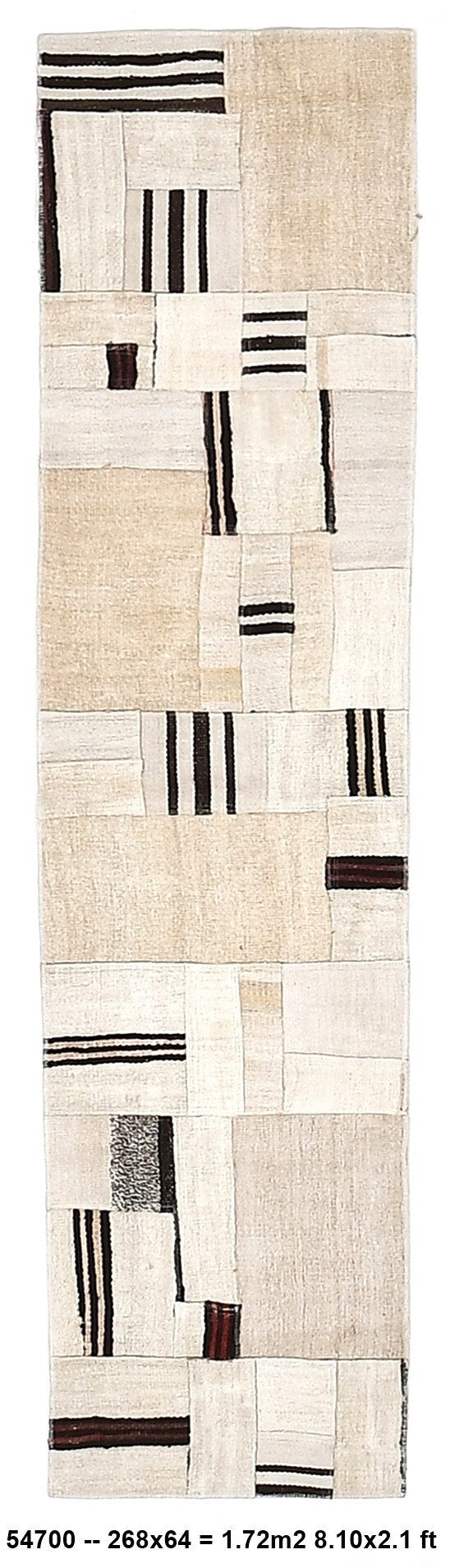 Vintage Hemp Kilim Patchwork 2'1" x 8'10" ft