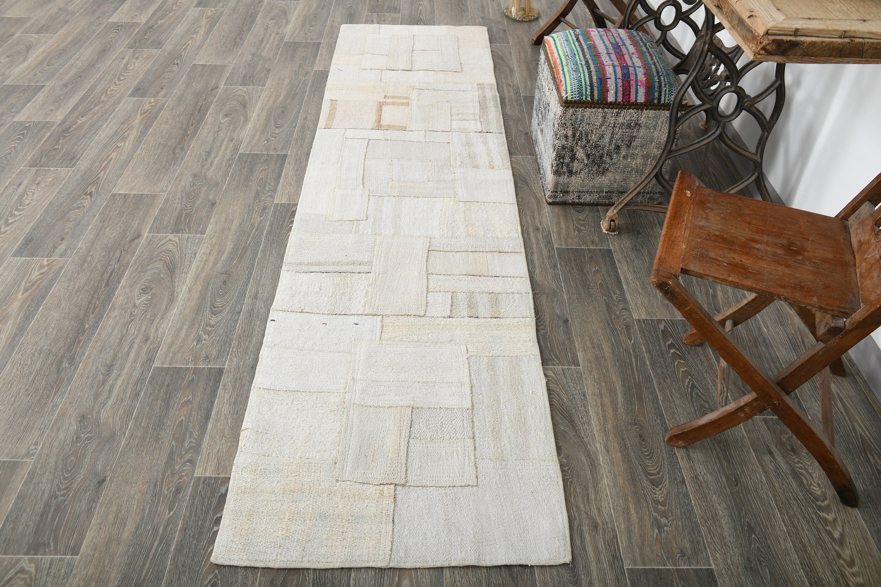 Vintage Hemp Kilim Patchwork 2'2" x 8'10" ft