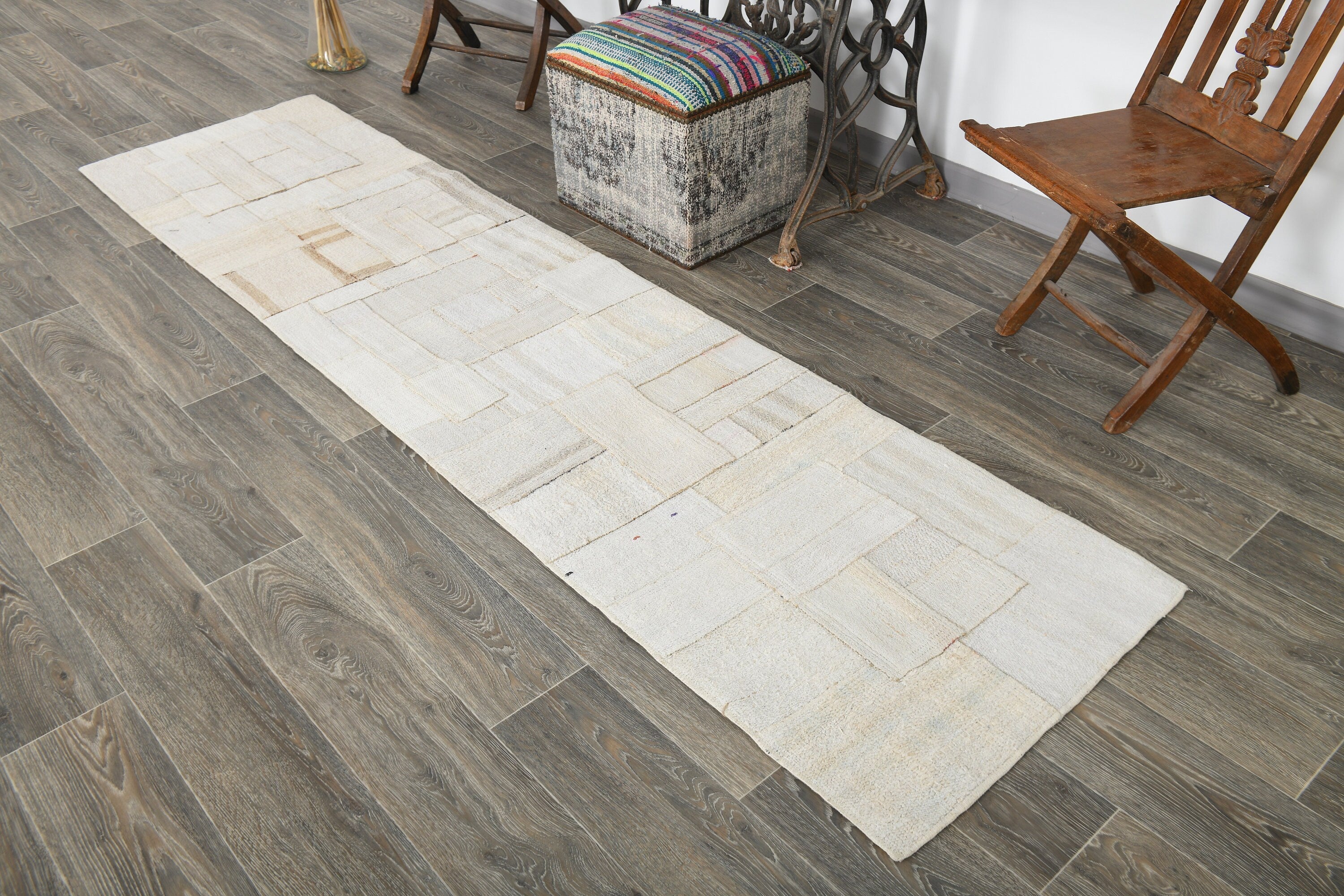 Vintage Hemp Kilim Patchwork 2'2" x 8'10" ft