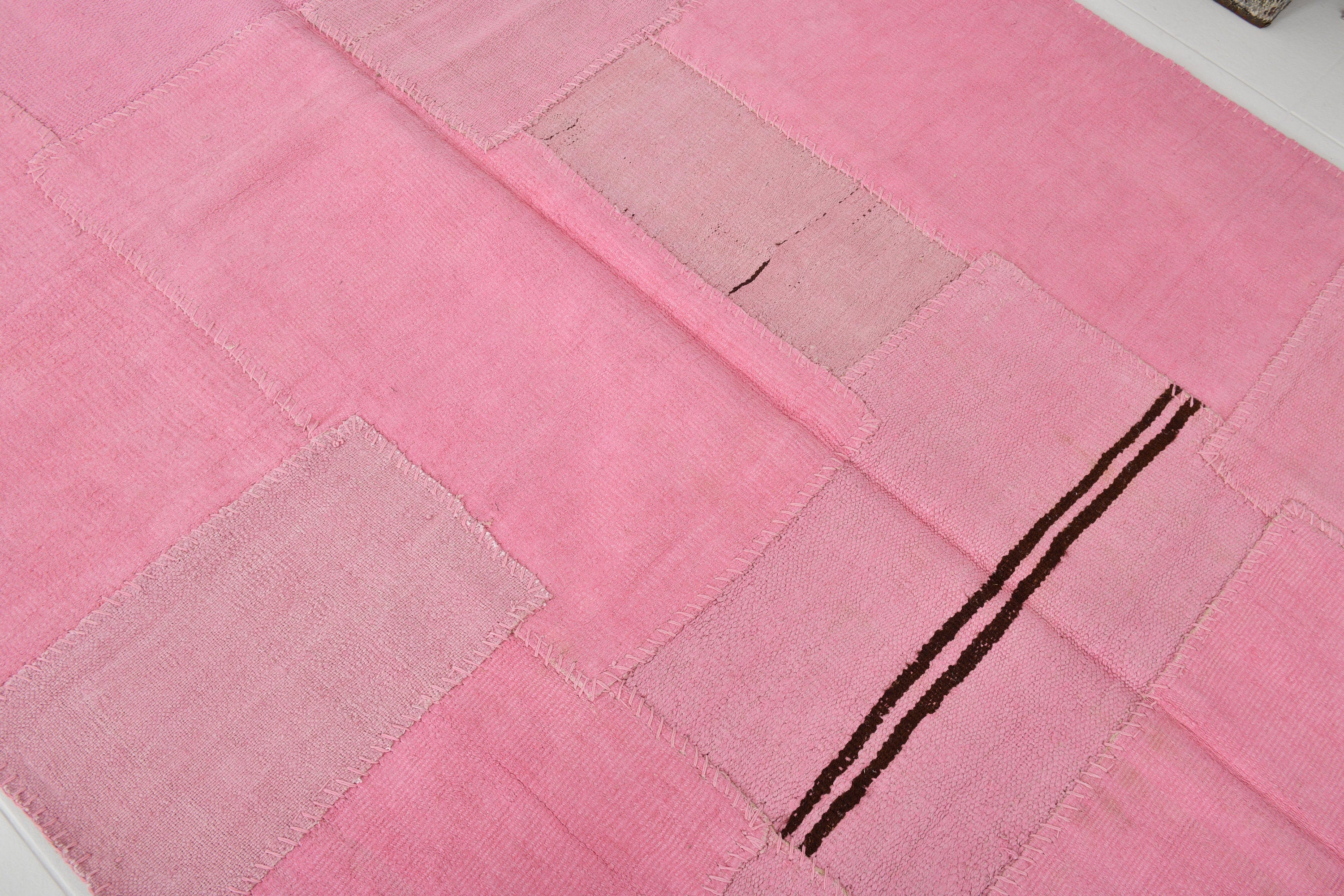 Vintage Hemp Kilim Patchwork 5'1" x 6'10" ft