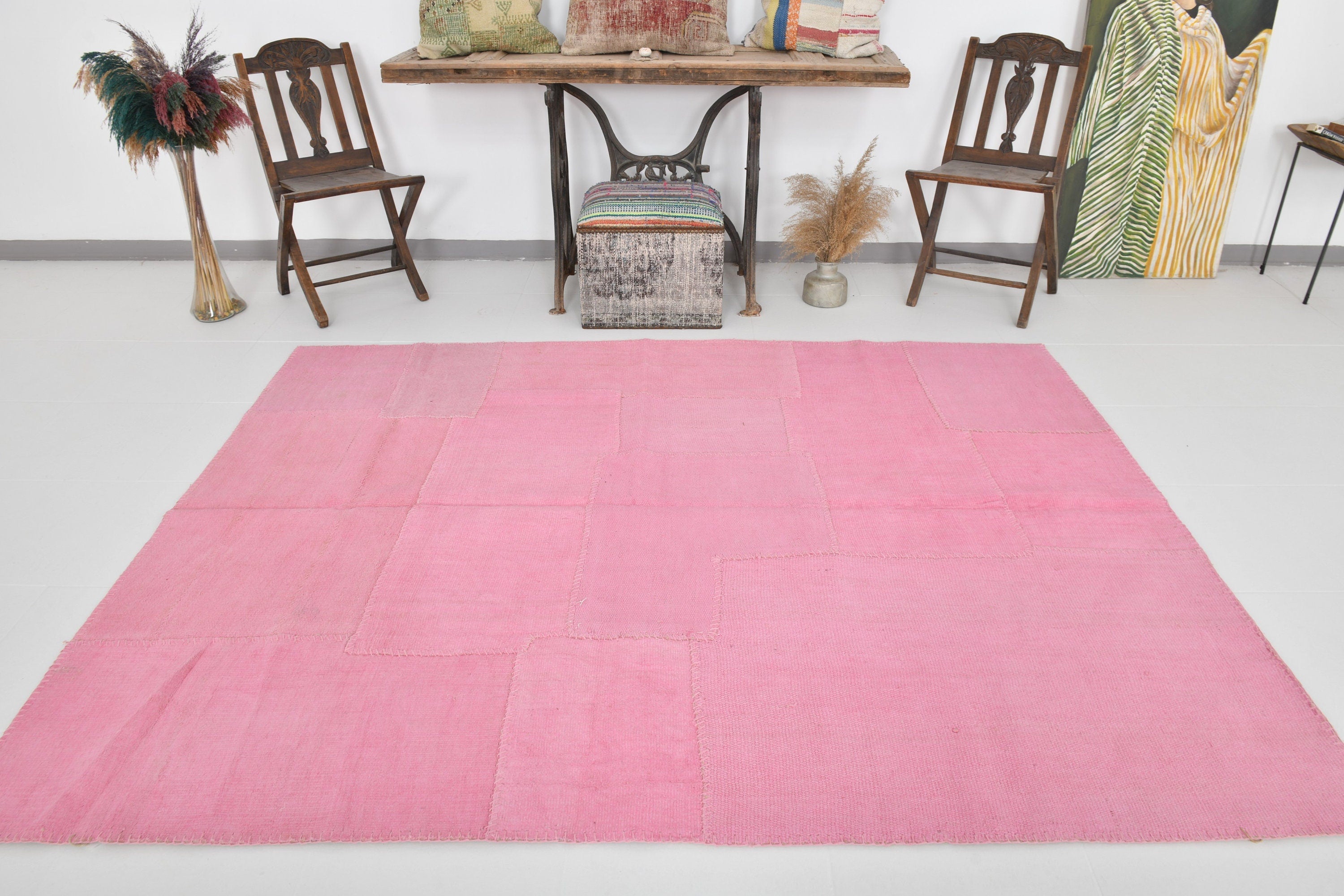 Vintage Hemp Kilim Patchwork 5'11" x 7'11" ft